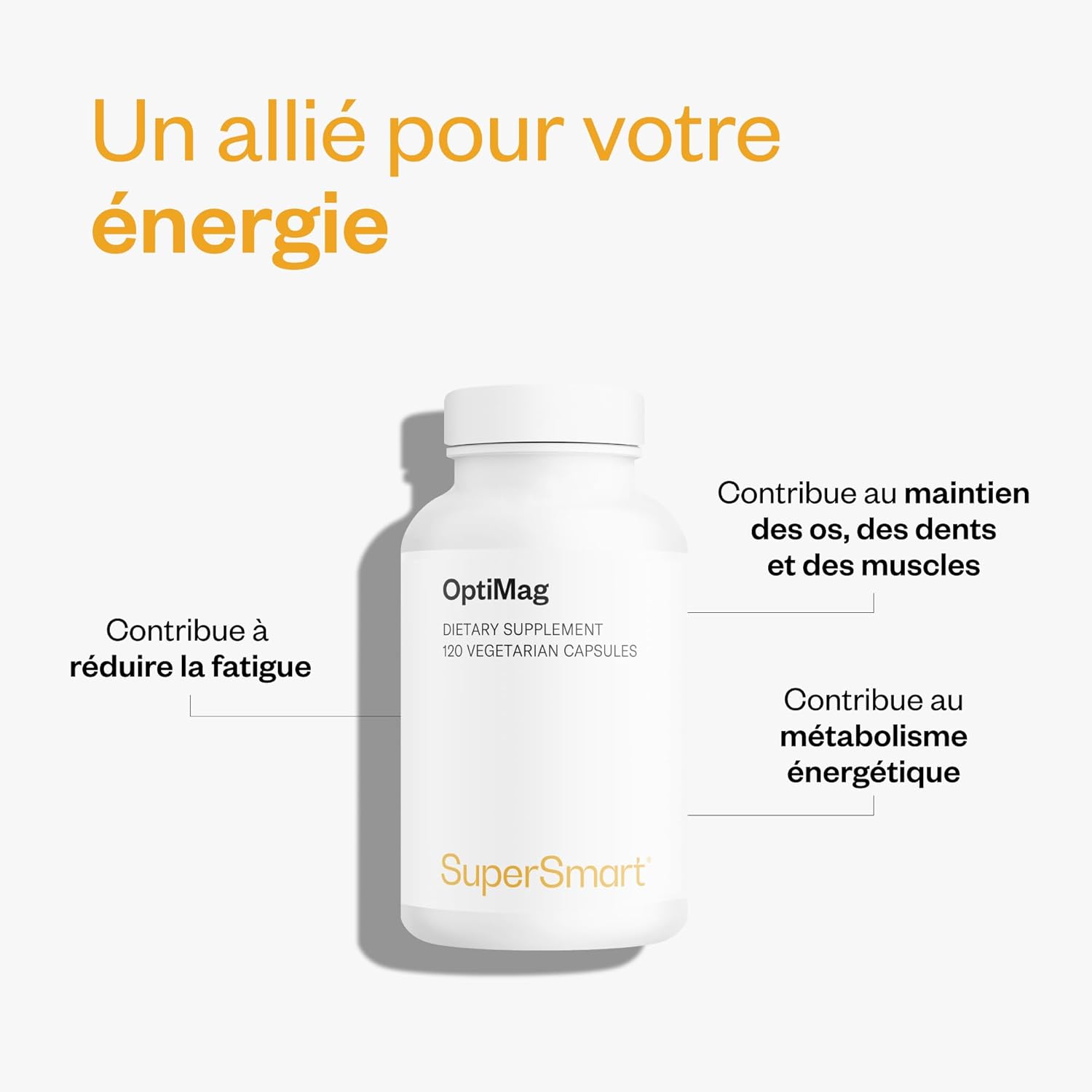 Optimag - 8 Exceptional Magnesium Forms - High Absorption & No Intestinal Discomfort - Reduction of Fatigue - Covers 100% of the Recommended Daily Intake - Vegan - SuperSmart - Image 4