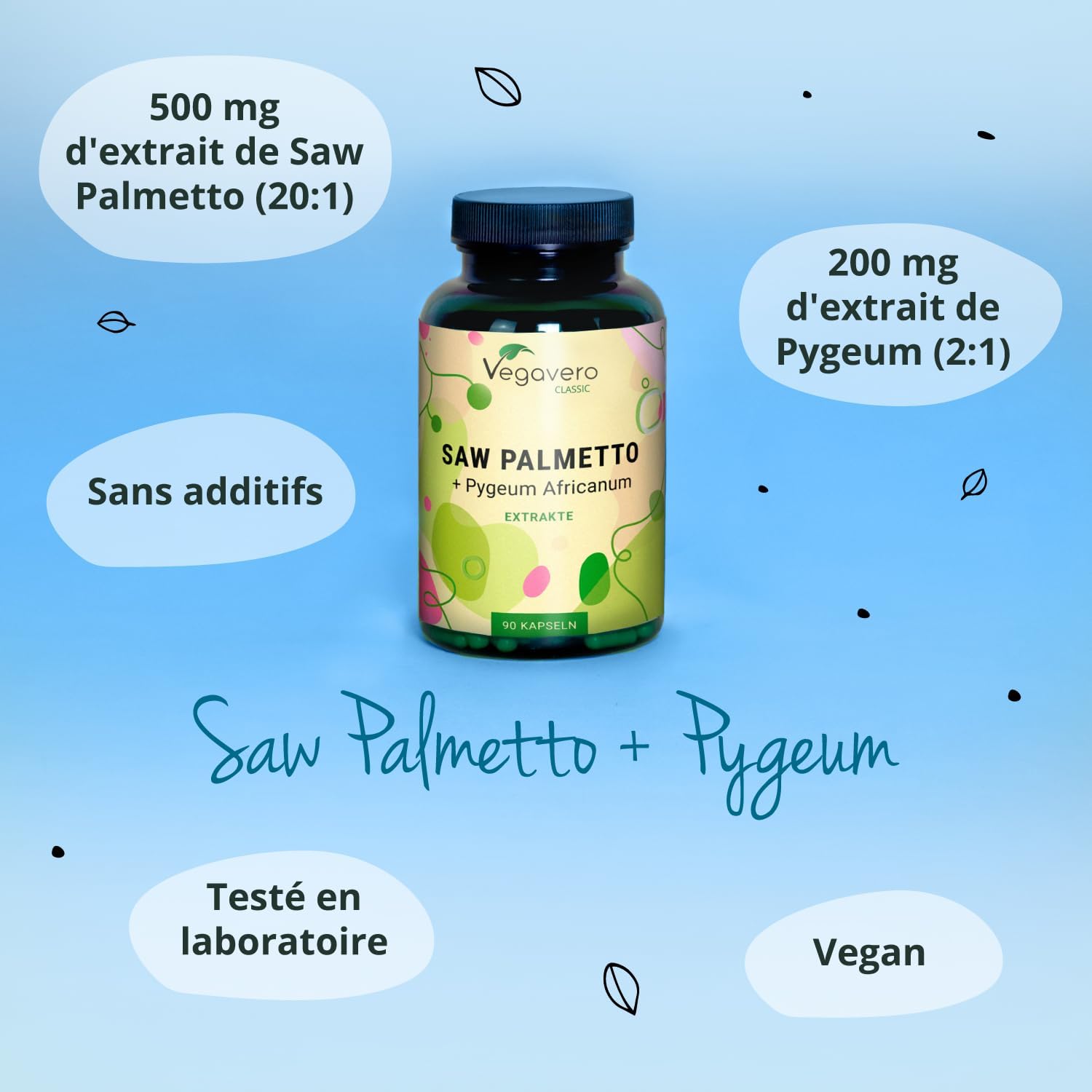 Saw Palmetto 10000 mg | With Pygeum Africanum | Highly Dosed Extracts | 45% Fatty Acids & 10% Sterols | Prostate & Urinary Comfort for Men | VEGAN & No Additives | 90 Capsules | Vegavero® - Image 7