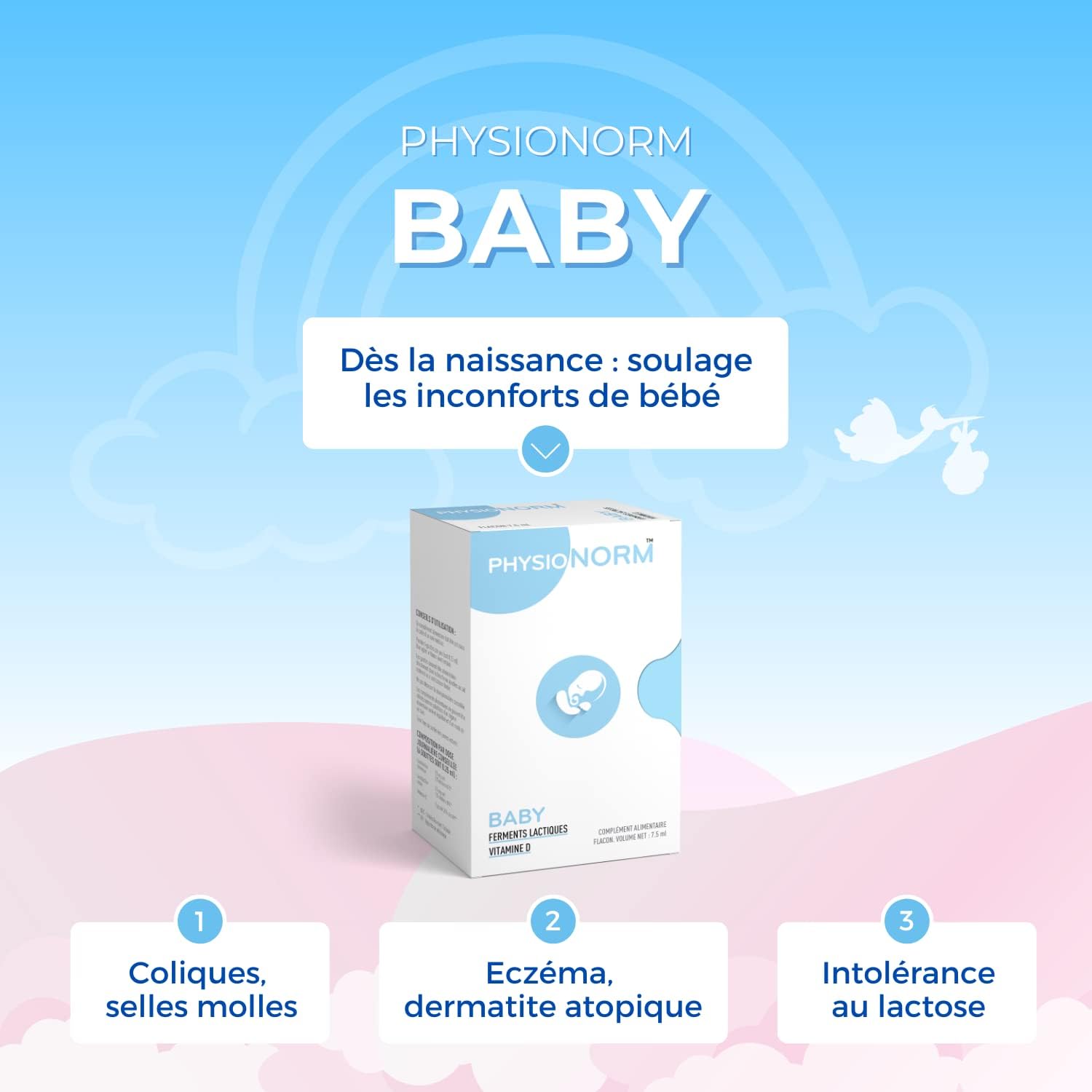 Physionorm™ Baby - Dietary Supplement - Probiotics + Prebiotics + Vitamin D - Colic and Infant Eczema - 1 Month of Treatment - Image 3
