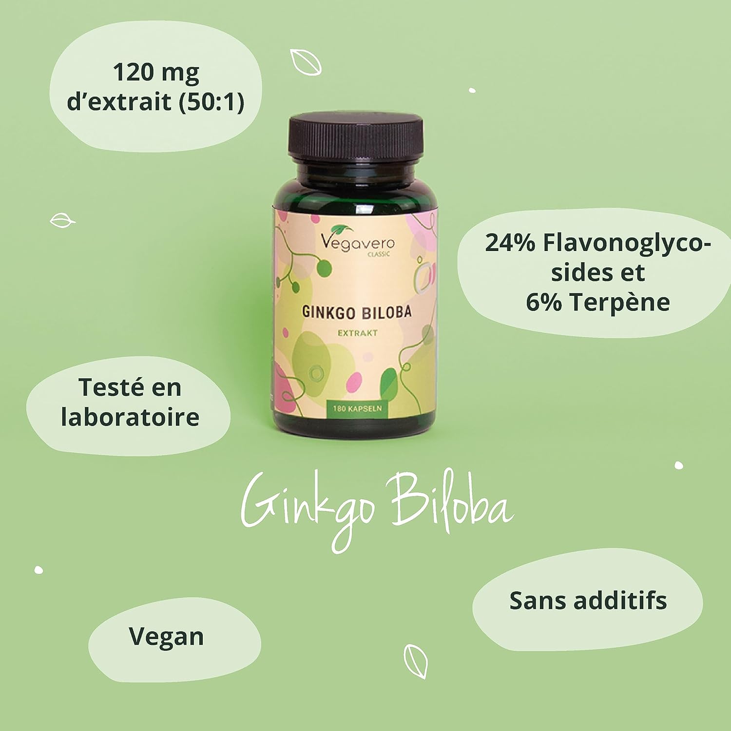 Ginkgo Biloba | Extra Strength: 6000mg | Memory + Blood Circulation | 180 Capsules | Single: 24% Flavone Glycosides + 6% Terpene Lactones | Vegan & No Additives | Vegavero - Image 6