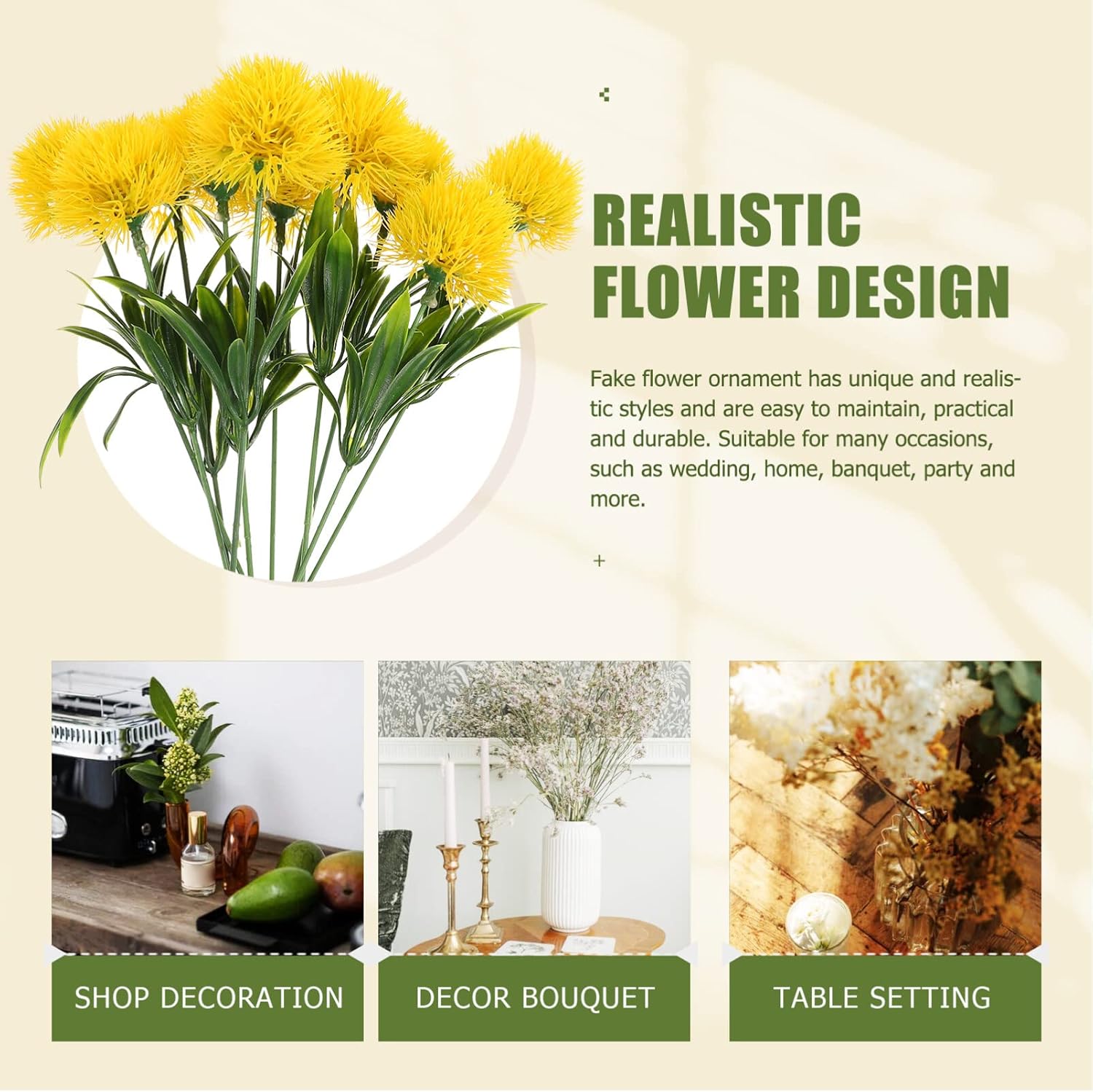 10pcs Artificial Dandelion Realistic Fake Dandelion Ornaments Home Flower Decor Artificial Dandelions Fake Dandelion Old Plastic Onion Bride - Image 10