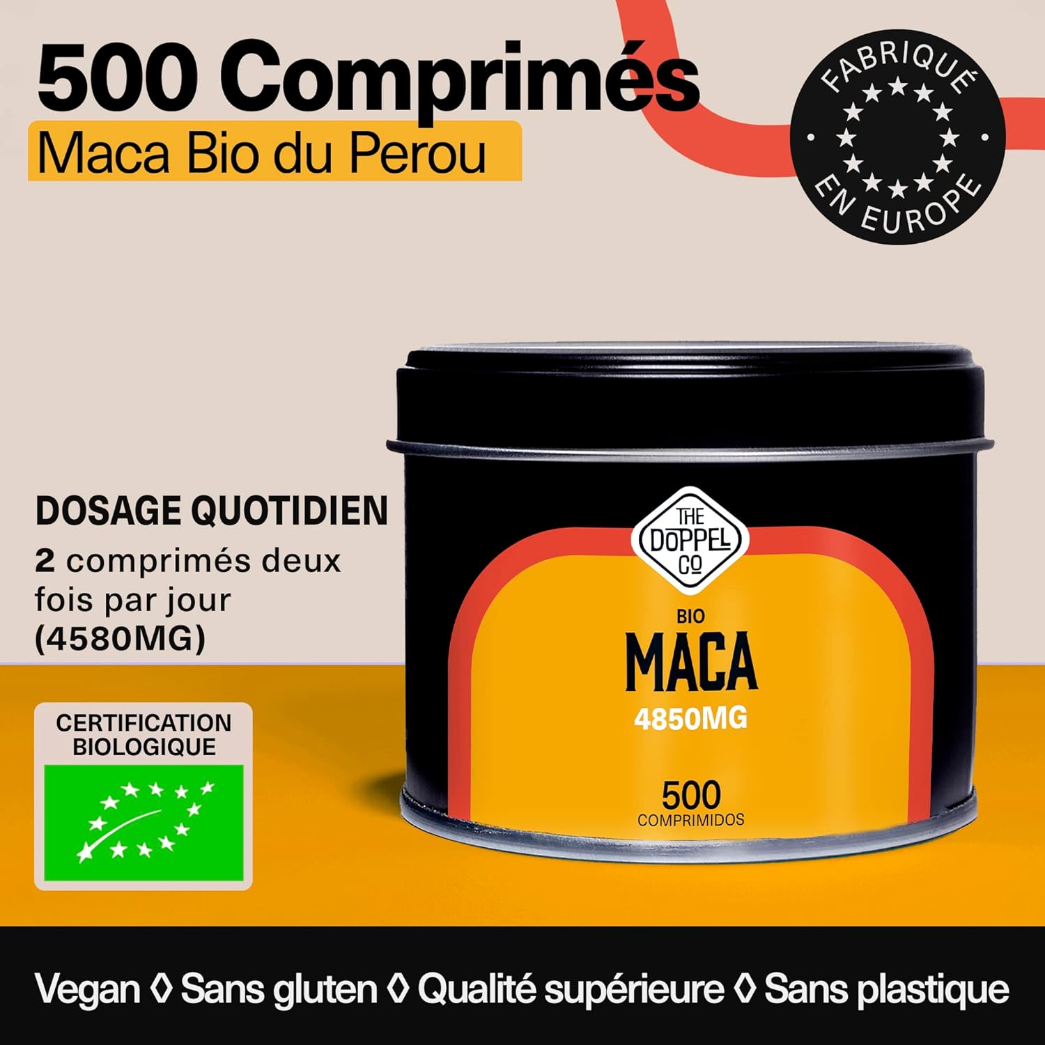 Maca Bio from Peru 4850mg - 500 Tablets - 5:1 Extract - 4 Month Treatment - Peruvian Maca Pura - Energy and Vitality - Plastic Free - Certified Organic - Image 3