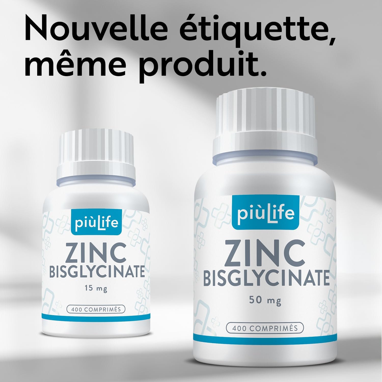 Zinc Bisglycinate 50 mg (including 15 mg Elemental Zink) PiùLife – ZN Highly Bioavailable Dietary Supplement – Skin, Hair, Nails, Immunity – Zinc Bisglycinate – 400 Tablets - Image 3