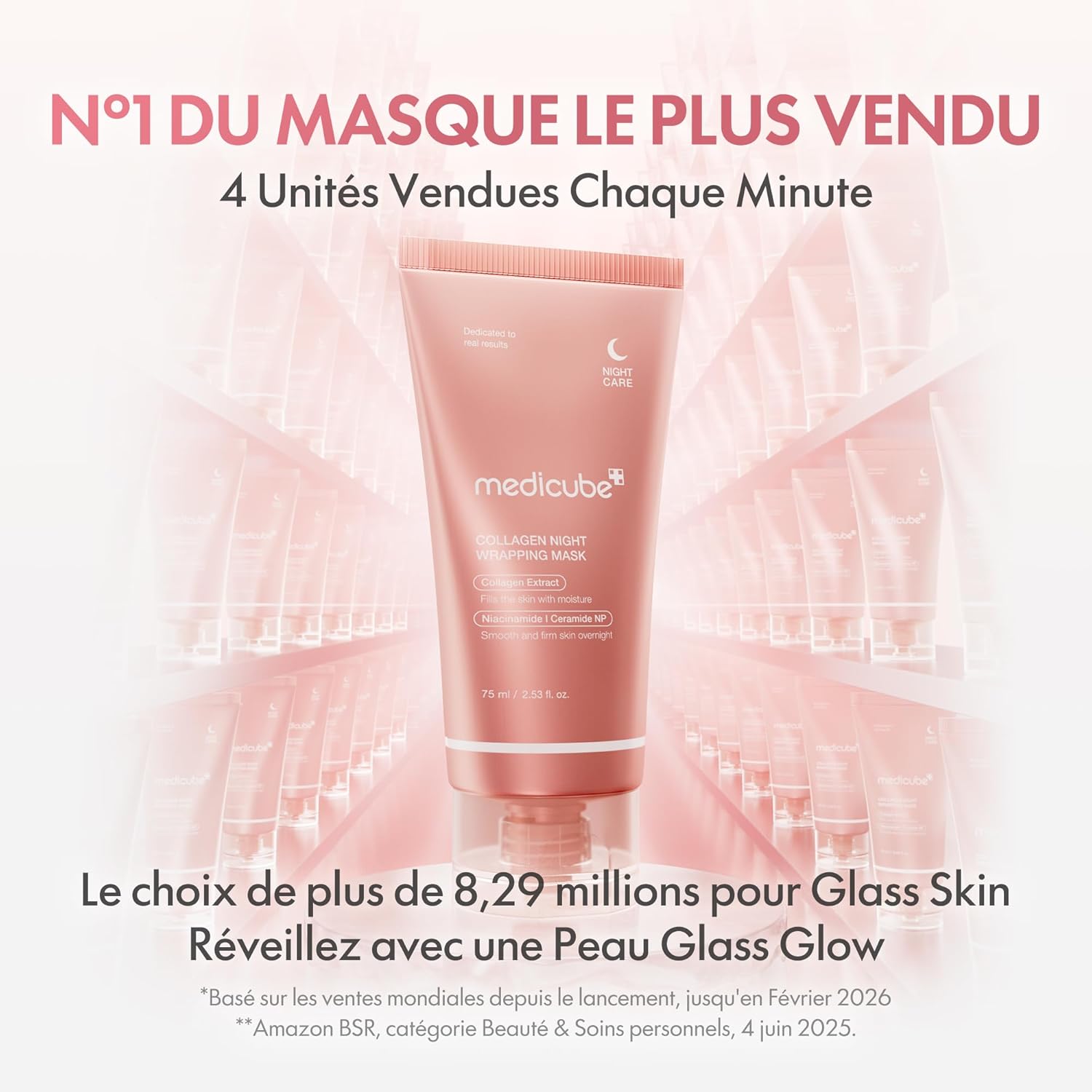 medicube Collagen Peel-Off Wrapping Night Mask | Elasticity & Hydration Care | Plumping Glass Skin Effect | Anti-Loosening & Dull Complexion | Hydrolyzed Collagen | Korean Skincare - 75ml - Image 3