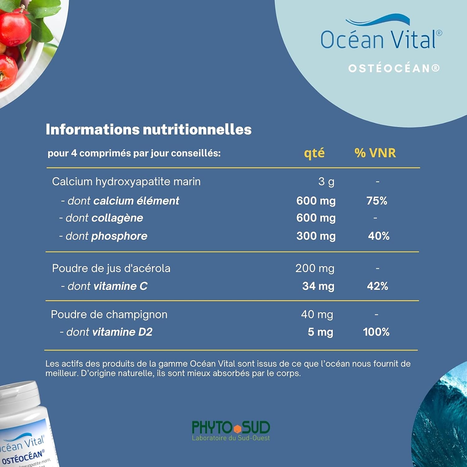 Phyto Sud Ostéocéan - Marine Collagen 600 mg, Calcium, Vitamin D and Vitamin C - Joint Dietary Supplement for Bone & Muscular Systems - 80 Tablets - Made in France - Image 5