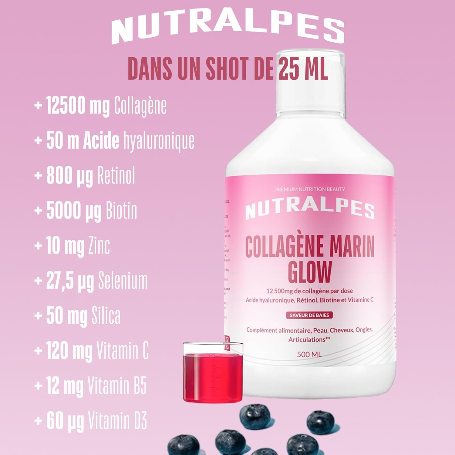 Liquid Marine Collagen 12500mg | Powerful Anti-Aging | Radiance & Hydrated Skin | Hyaluronic Acid, Retinol, Vitamin C | 500ml | Berry Flavors. - Image 10