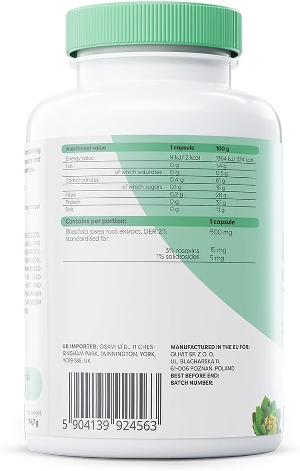 Osavi Rhodiola, 500mg - 120 vegan caps - Image 4