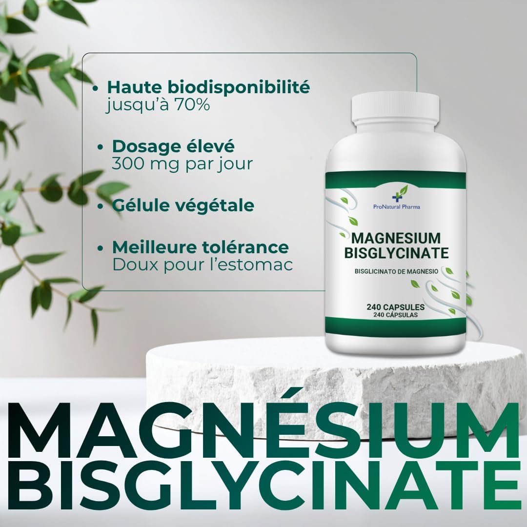 Magnesium Bisglycinate|300mg Pure Magnesium High Bioavailability/Day | 240 Vegan Capsules | Fatigue & Fatigue | Normal Muscle & Psychological Functioning - Image 3