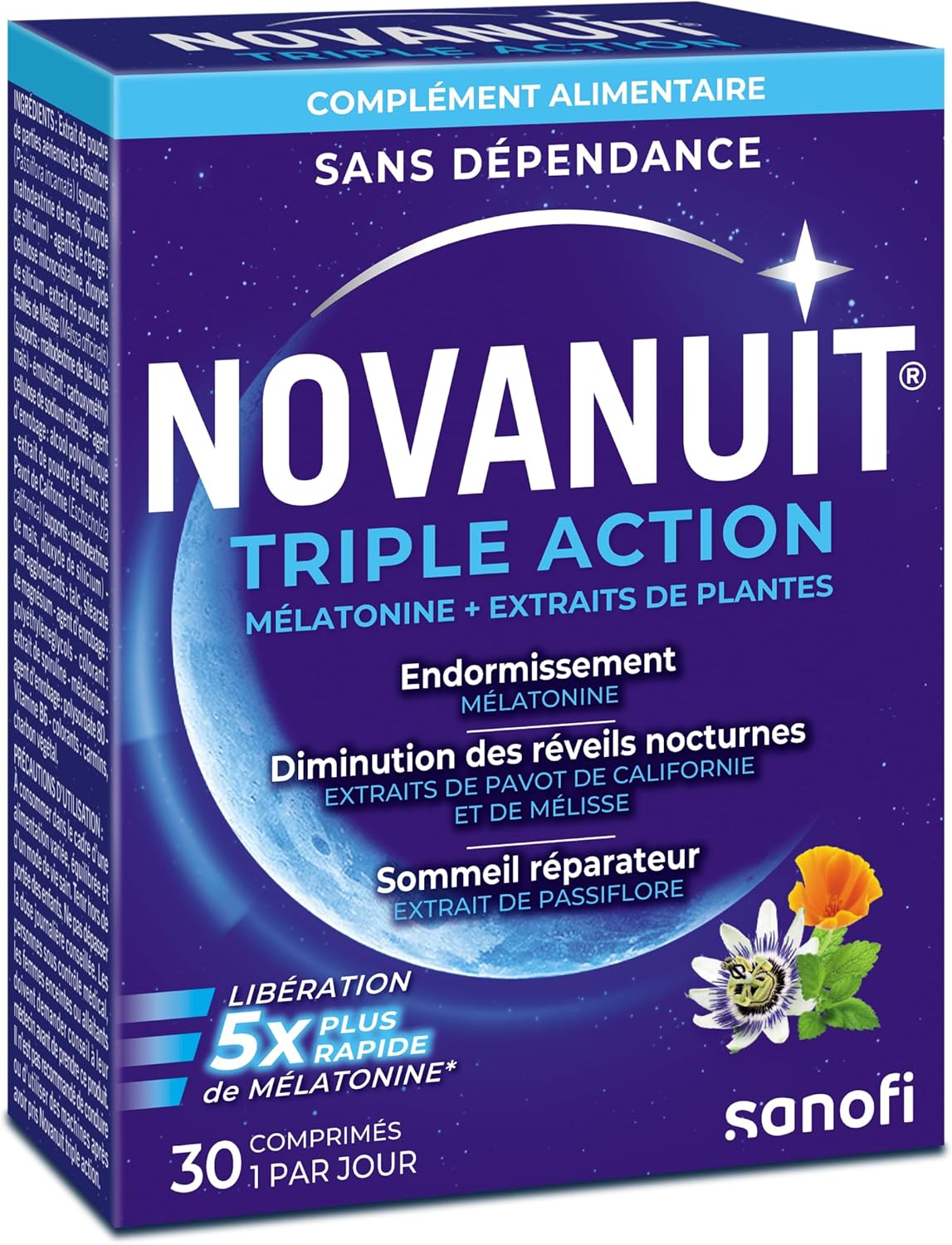 NOVANUIT TRIPLE ACTION Melatonin 1mg - Dietary Supplement - Sleeping - Night Awakens - Restorative Sleep - No Addiction or Addiction - 30 Tablets - Adult Only - Pack 2 - Image 3