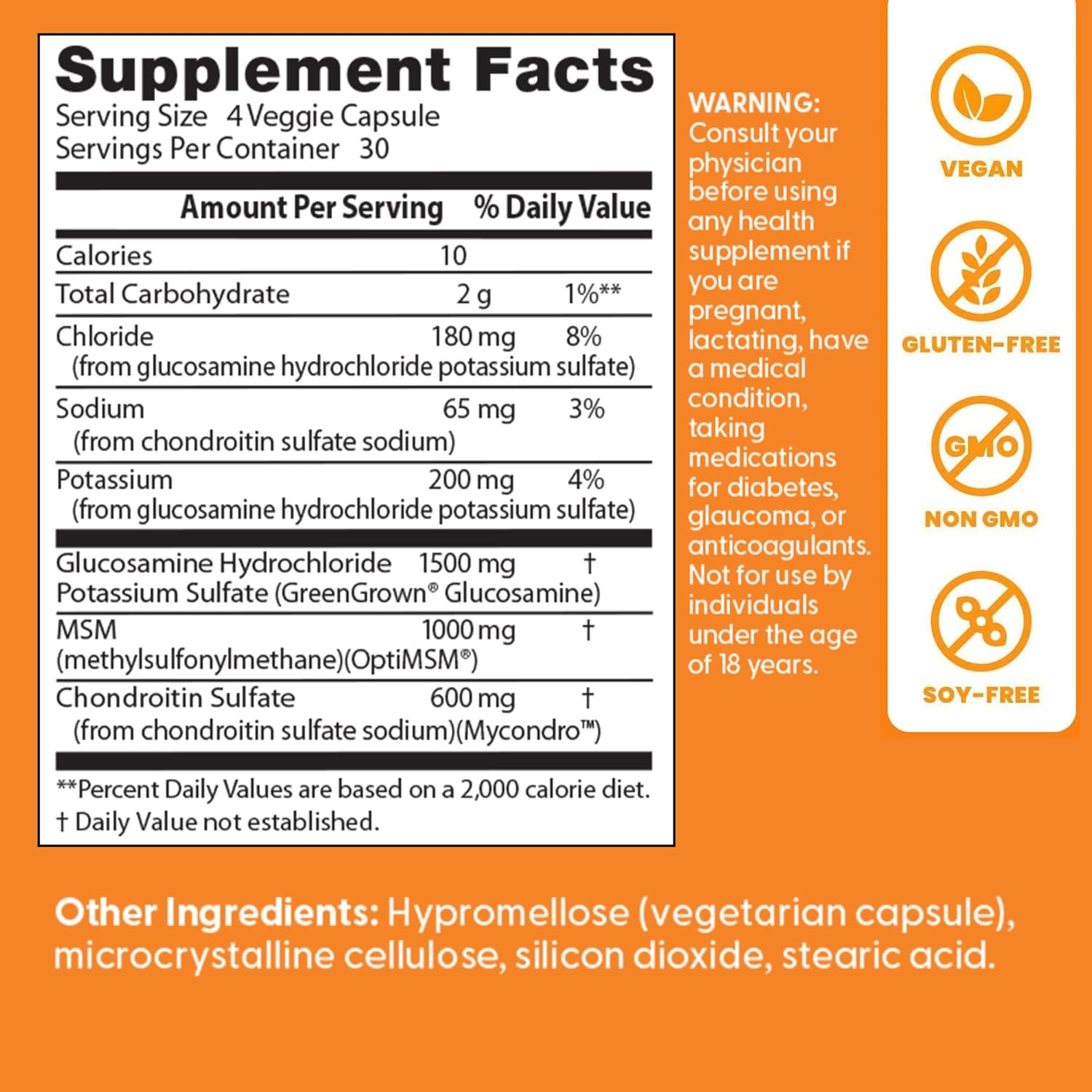 Vegan Glucosamine & Chondroitin & MSM - 120 vcaps - Image 5