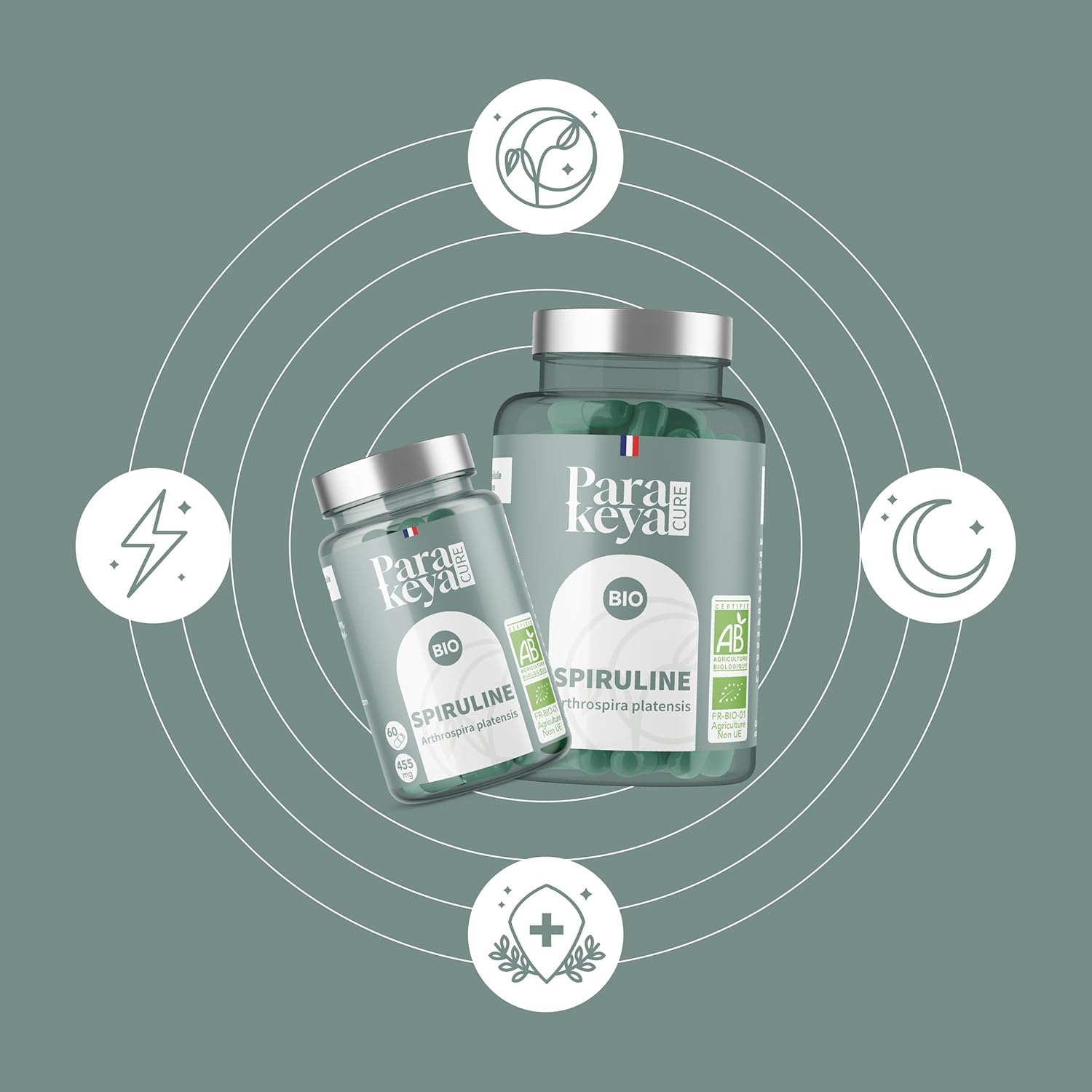 Spirulina Bio 455 mg - 180 capsules - Rich in proteins, vitamins, minerals and antioxidants - Dietary supplement - Image 4