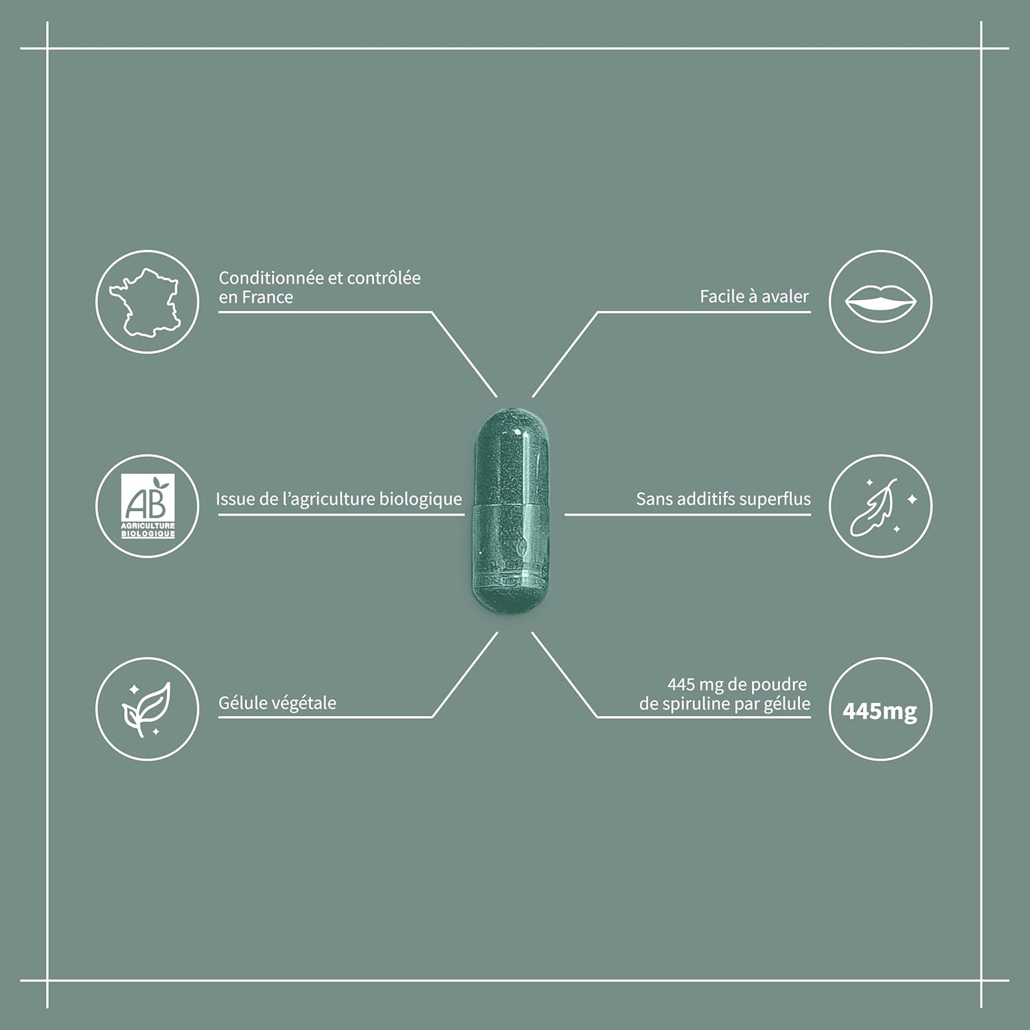 Spirulina Bio 455 mg - 180 capsules - Rich in proteins, vitamins, minerals and antioxidants - Dietary supplement - Image 6