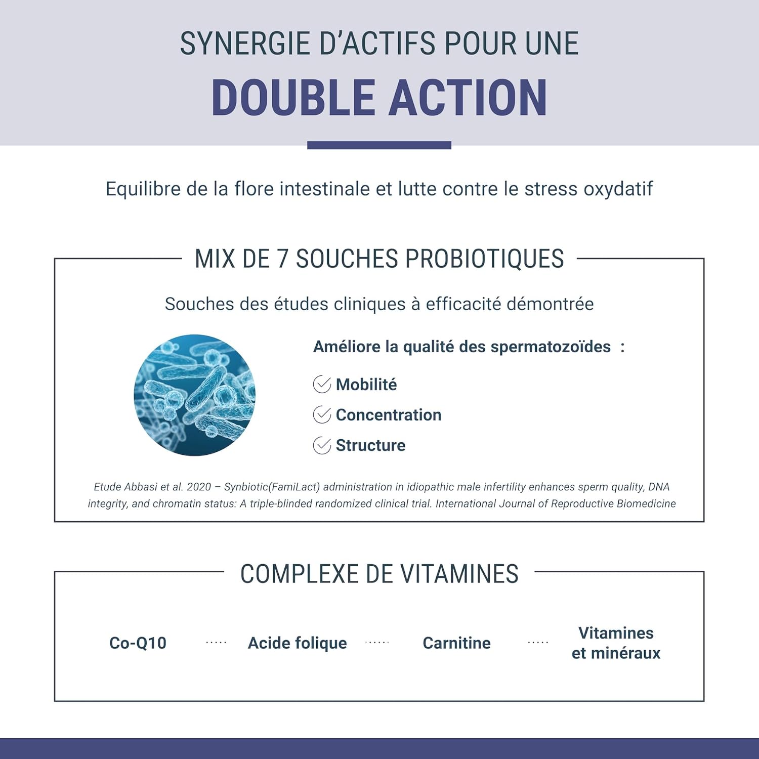 Densmore - GAMETIX M BIOTIC+ Formula with Probiotics - Male Fertility - Carnitine, Coenzyme Q10, Zinc, Vitamins - Men's Food Supplement - 30 Sachets - 1 Month - Made in France - Image 5
