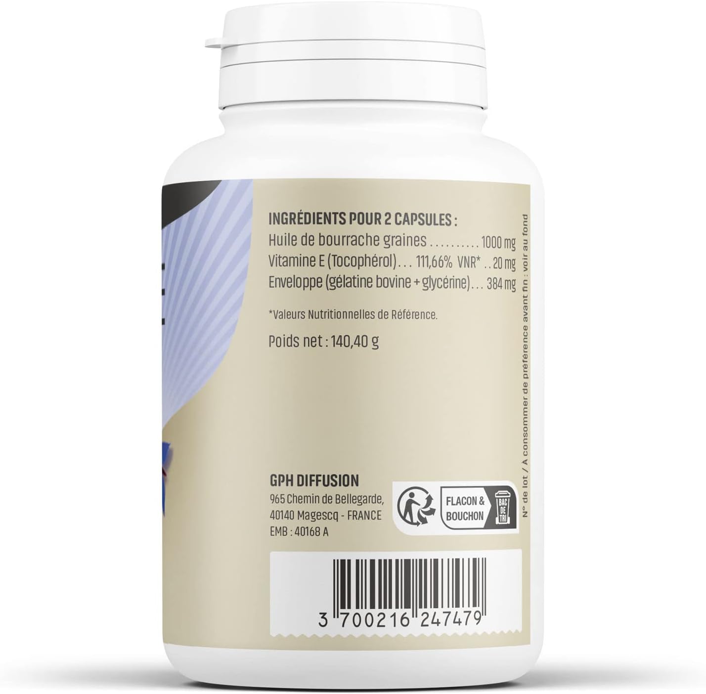 Herbes Et Plantes Borage 200 Capsules 500 mg - Image 4