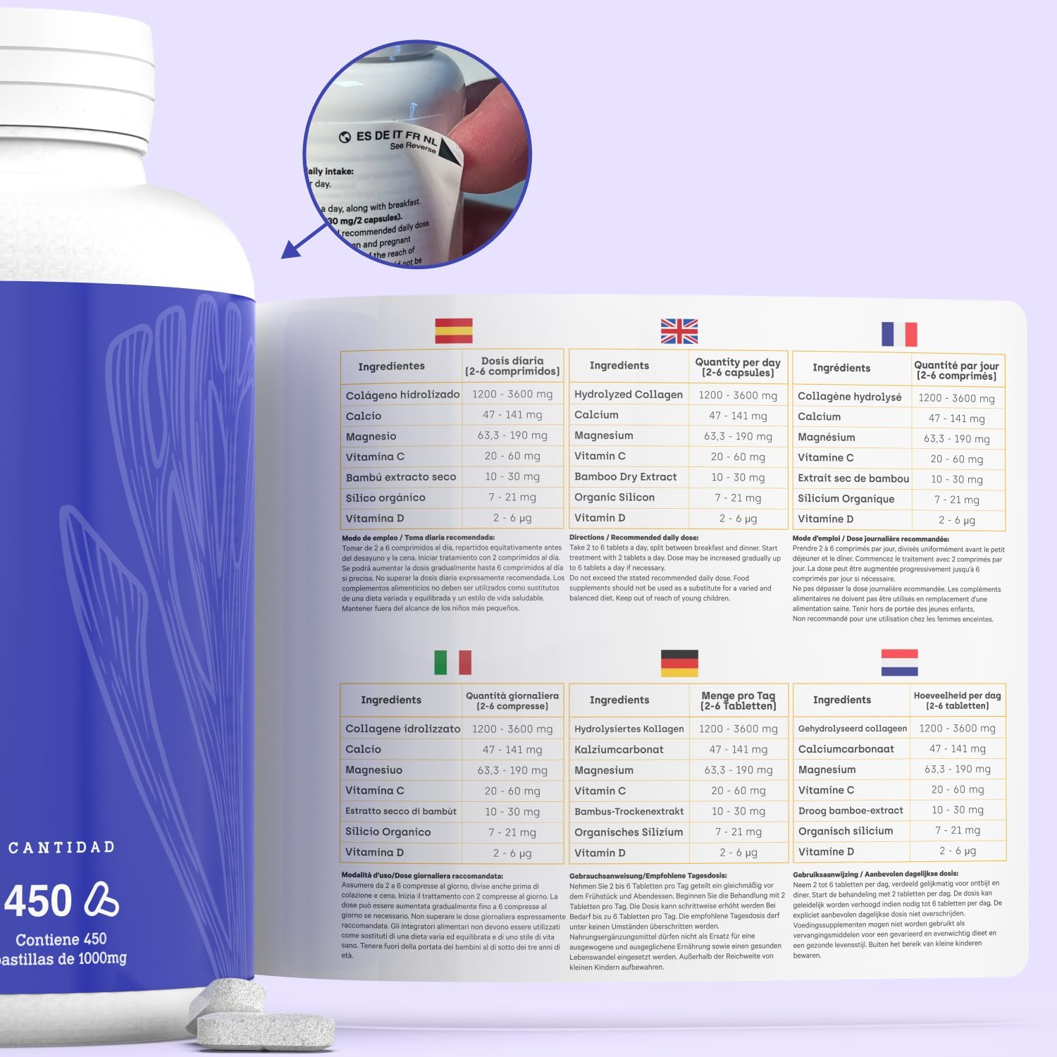 Hydrolyzed Collagen XXL with Magnesium | 450 Tablets | High Dosage | For Joints, Skin, Hair & Beauty | With Vitamin C, Vitamin D, Calcium and Silicon | High Bioavailability - Image 8