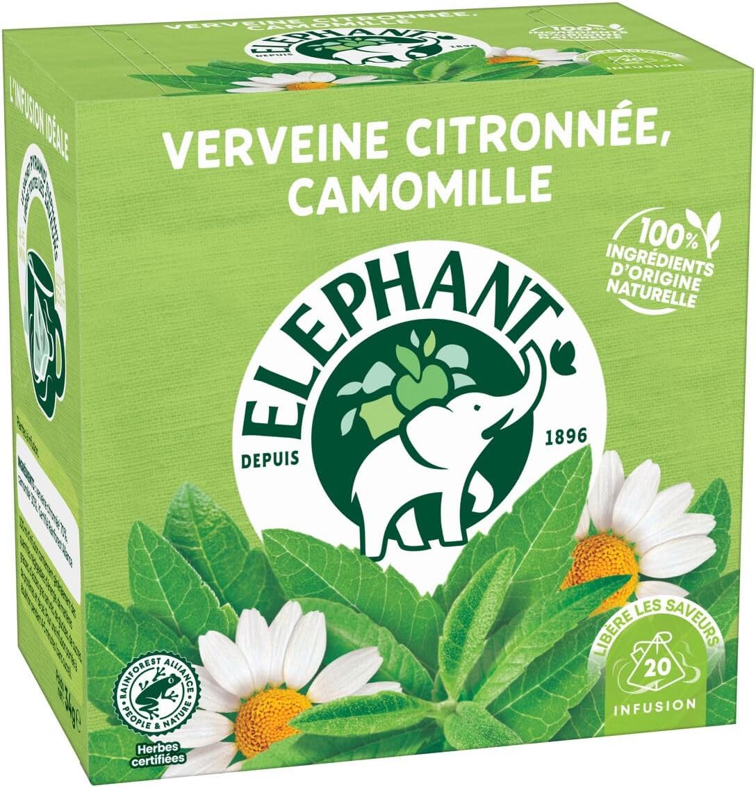 Elephant | Lemon Verbena Infusion, Chamomile | 20 Pyramid® Herbal Tea Bags | Wellness and Relaxation | 100% Natural Ingredients (Pack of 2) - Image 3