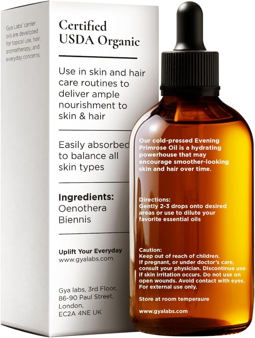 Gya Labs Organic Evening Primrose Oil for Dry Skin - 100% Pure & Natural Evening Primrose Oil for Hair Growth - Organic Cold Pressed Hydrating Evening Primrose Oil for Face (100ml) - Image 3