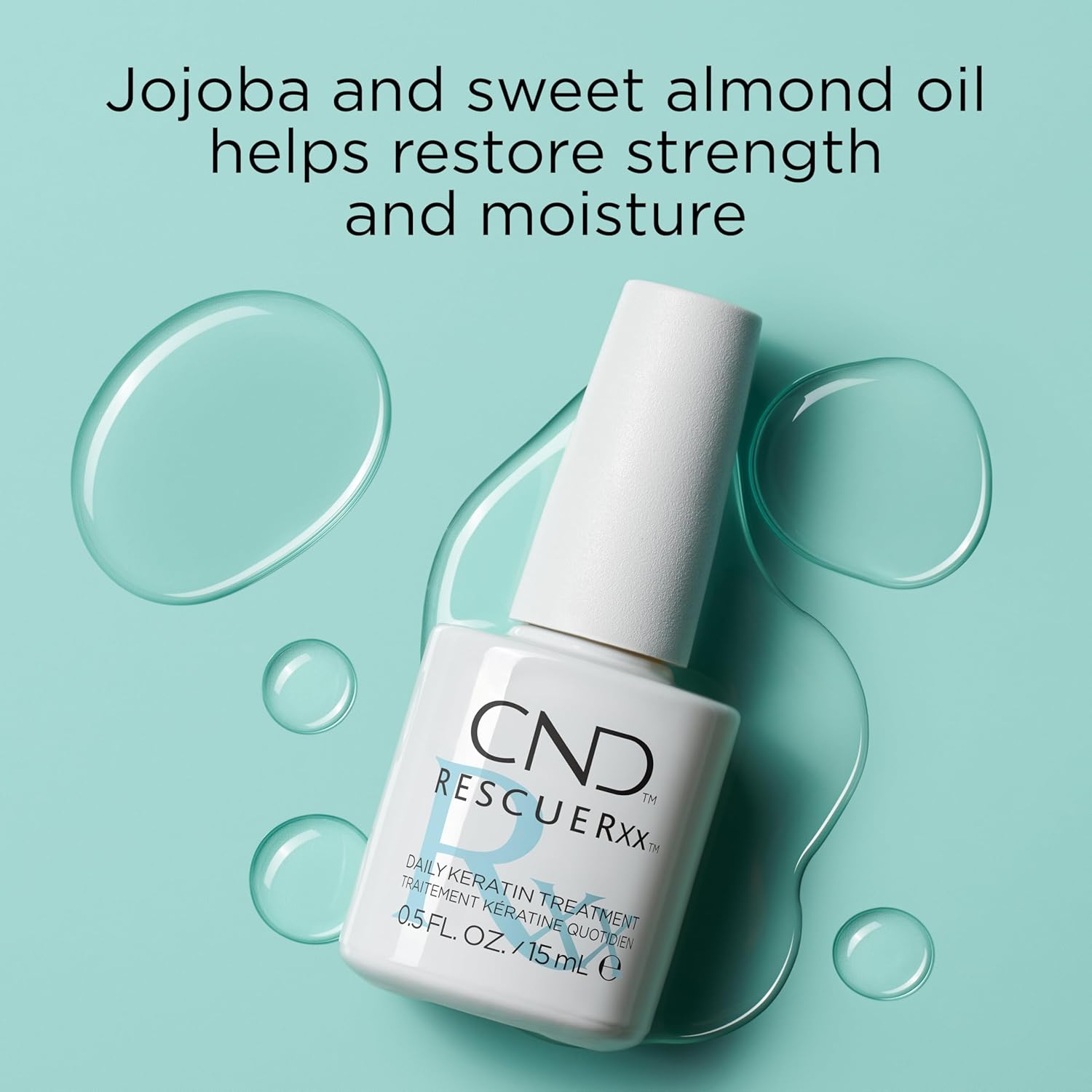 CND RescueRxx Daily Keratin Treatment, Nourishes and Repairs Damaged Nails, with Jojoba and Almond Oil, Reduces Splitting, for Healthier Nails, 15 ml - Image 5