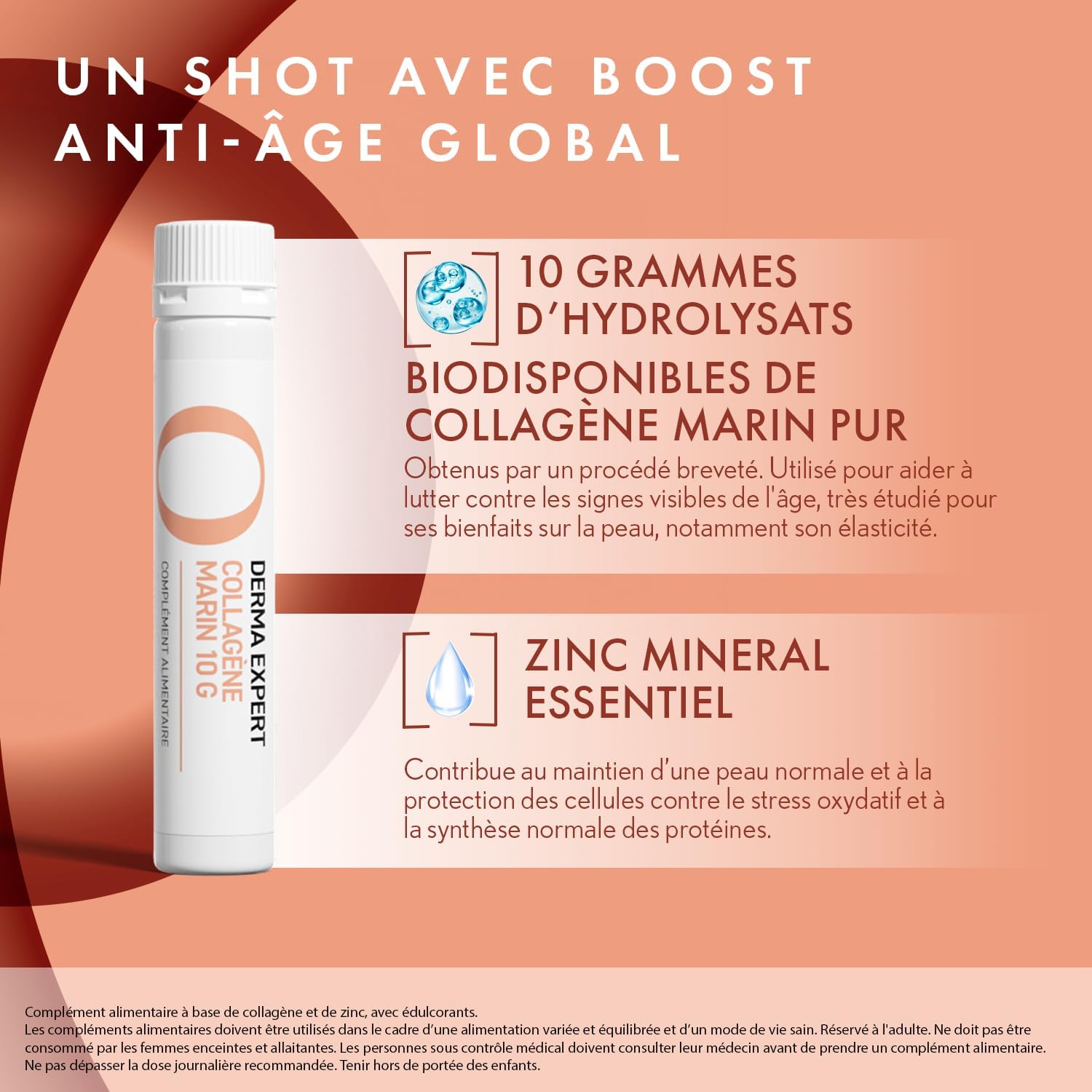 Oenobiol Derma Expert – Marine Collagen 10g - Global Anti-Aging - Anti-Wrinkle - Skin Elasticity - Food Supplement - 10 Liquid Shots - Image 5