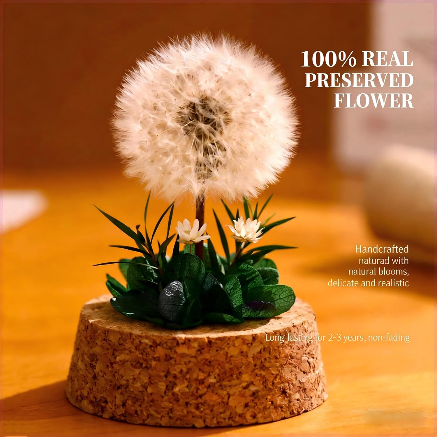 Dandelion in a Glass, Special Gift Idea, Dandelion Decoration, Decorative Gift in a Glass for Valentine's Day, Birthday, Mother's Day, Wedding, Christmas, Mummy, Grandma - Image 3