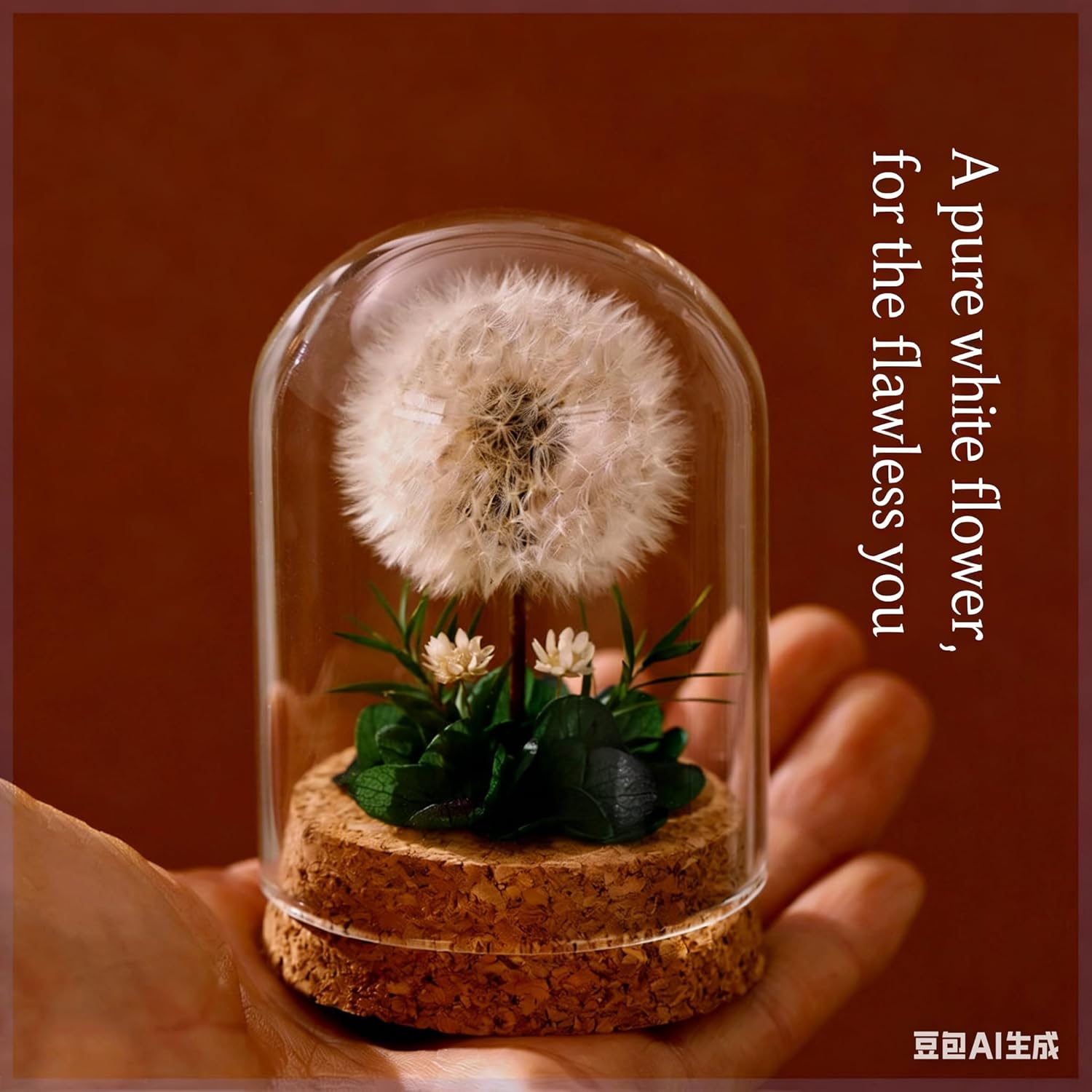 Dandelion in a Glass, Special Gift Idea, Dandelion Decoration, Decorative Gift in a Glass for Valentine's Day, Birthday, Mother's Day, Wedding, Christmas, Mummy, Grandma - Image 4