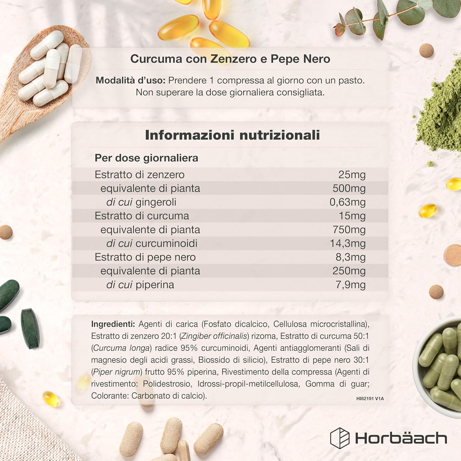 Turmeric Ginger Black Pepper 1500mg | 365 Vegan Tablets | Turmeric Complex with Piperine | Horbaach - Image 4