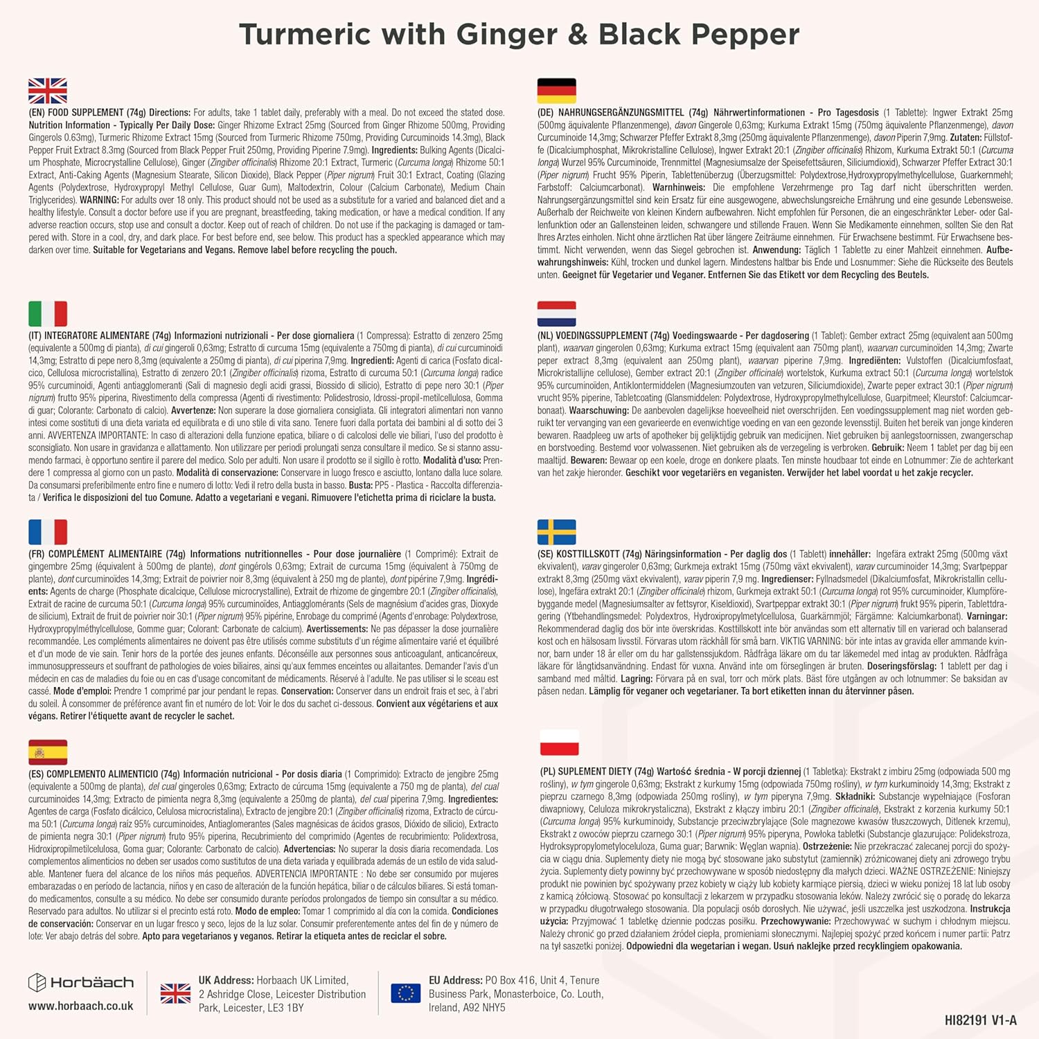 Turmeric Ginger Black Pepper 1500mg | 365 Vegan Tablets | Turmeric Complex with Piperine | Horbaach - Image 5