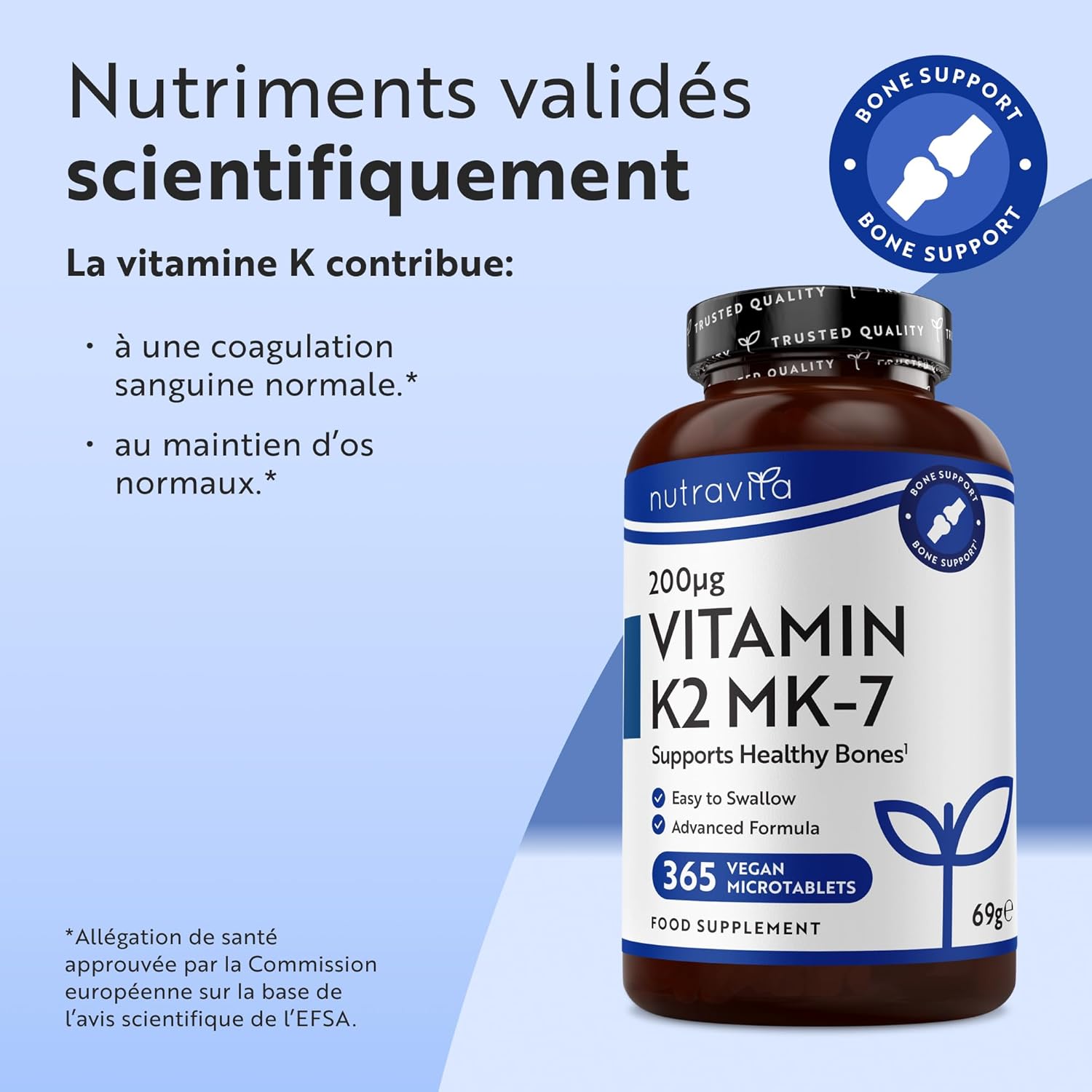 Nutravita Vitamin K2 MK-7 200mcg - 365 vegan micro-tablets (no capsules) - Contributes to the maintenance of a normal bone - Very powerful MK7 menaquinone - Image 3