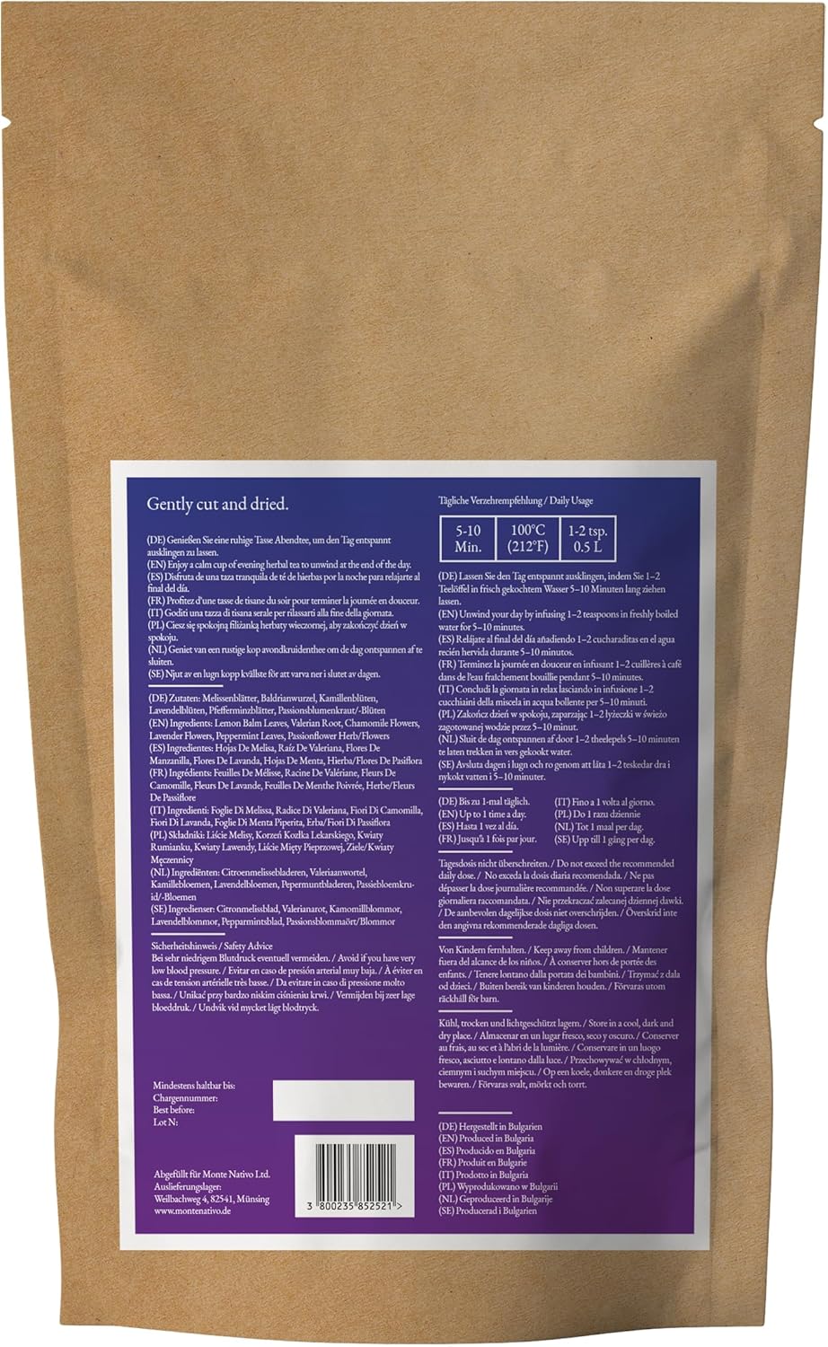 Soir Monte Nativo Herbal Tea (120g) - Relaxing Loose Infusion with Lemon Balm, Valerian, Chamomile, Lavender, Peppermint & Passion Flower - Evening Tea - Relaxation, Peaceful Sleep & Small Gift - Image 7