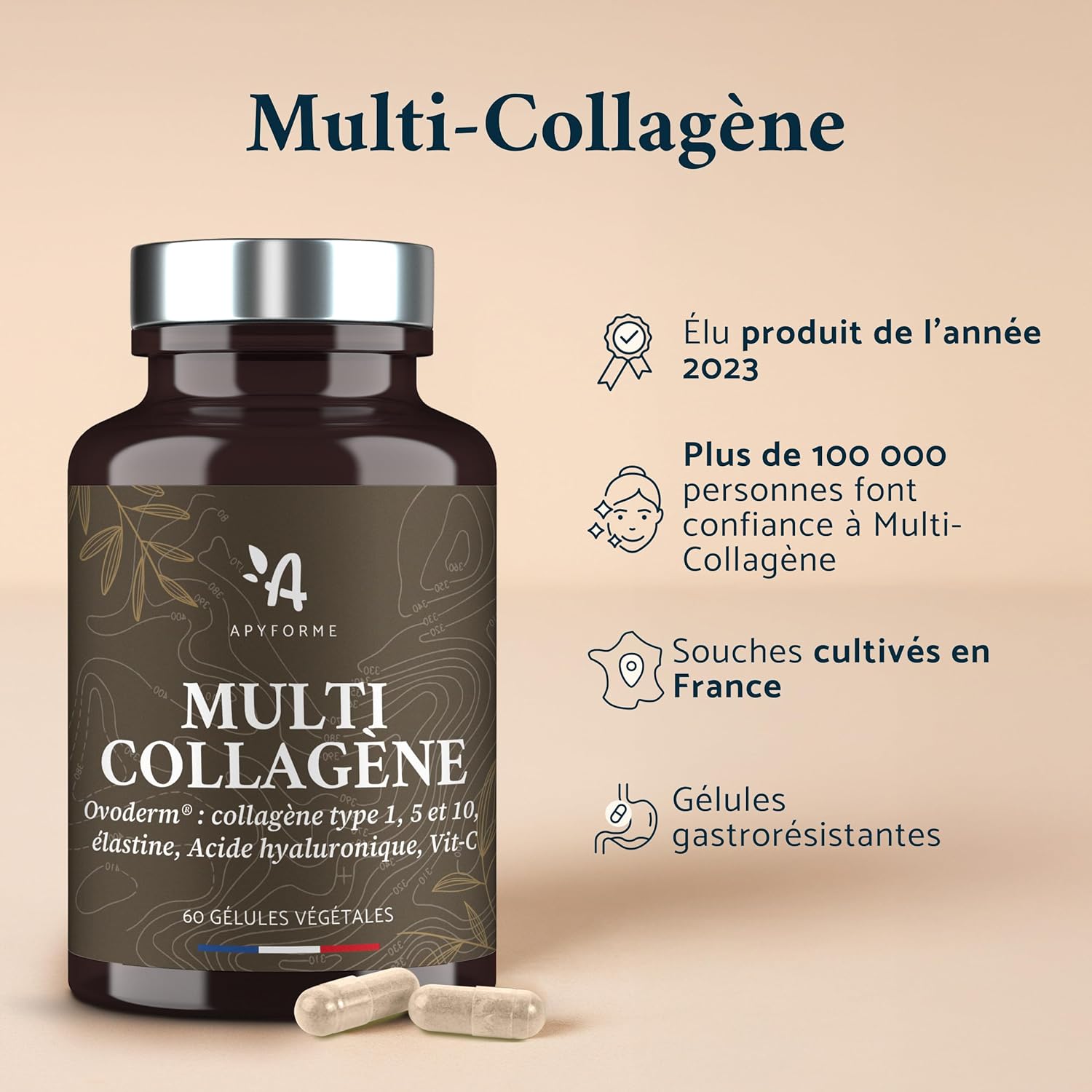 Apyforme - Patented Collagen + Hyaluronic Acid - 3 Patents and 16 Clinical Studies - 60 Gels - Made in France - Image 6