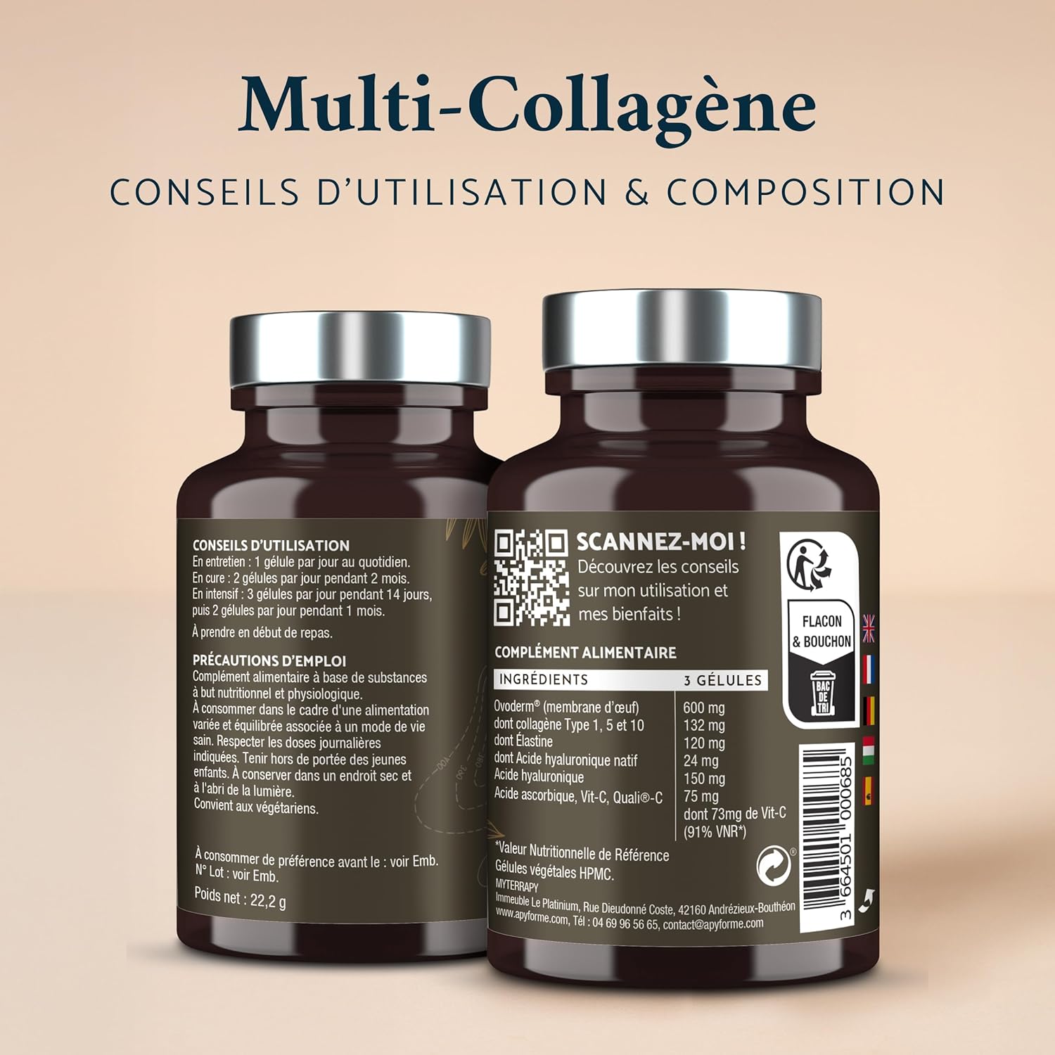 Apyforme - Patented Collagen + Hyaluronic Acid - 3 Patents and 16 Clinical Studies - 60 Gels - Made in France - Image 8