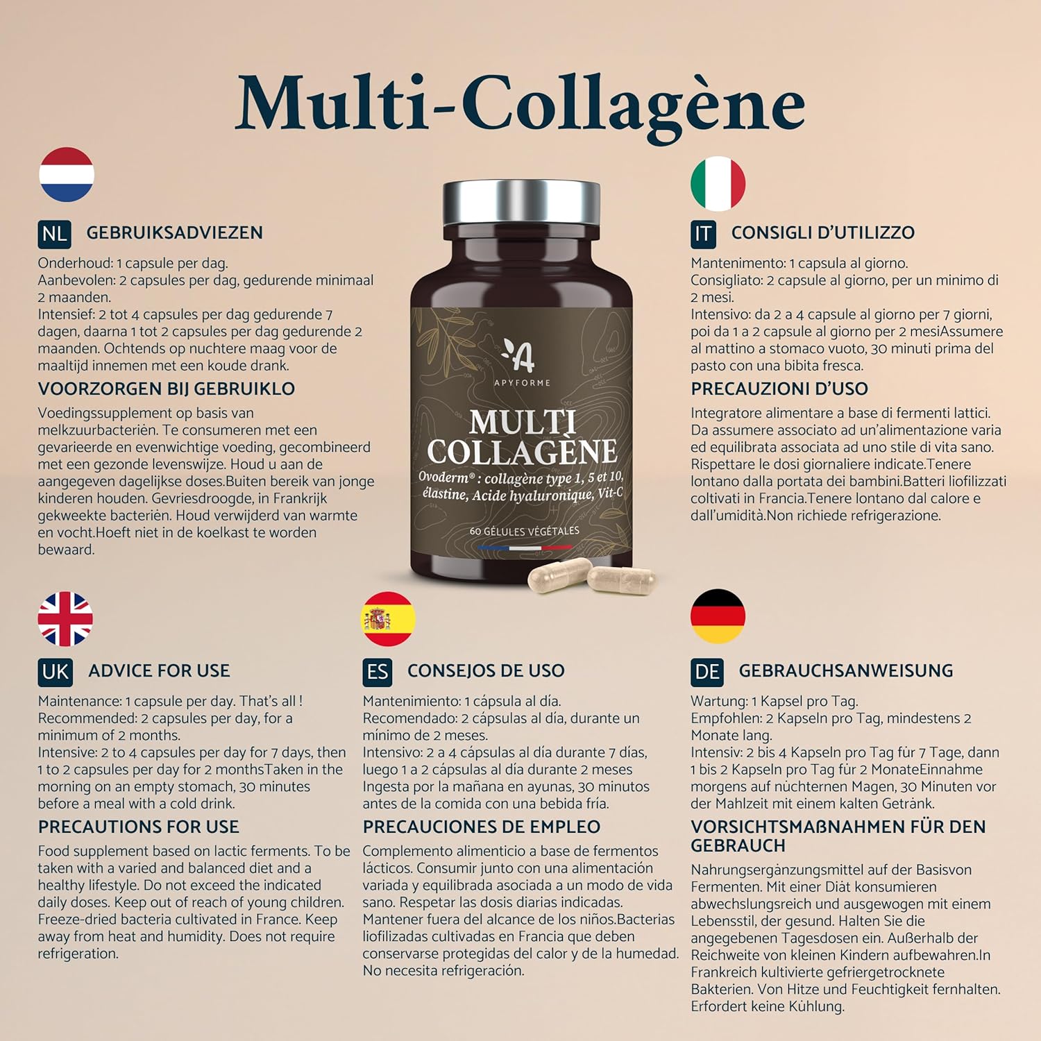 Apyforme - Patented Collagen + Hyaluronic Acid - 3 Patents and 16 Clinical Studies - 60 Gels - Made in France - Image 9