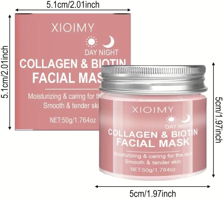 XIOIMY Hydrating Collagen Biotin Face Mask, Day and Night Face Mask with Jelly Texture, Vitamin C, Jojoba Oil, Peach Extract, 50g - Image 10