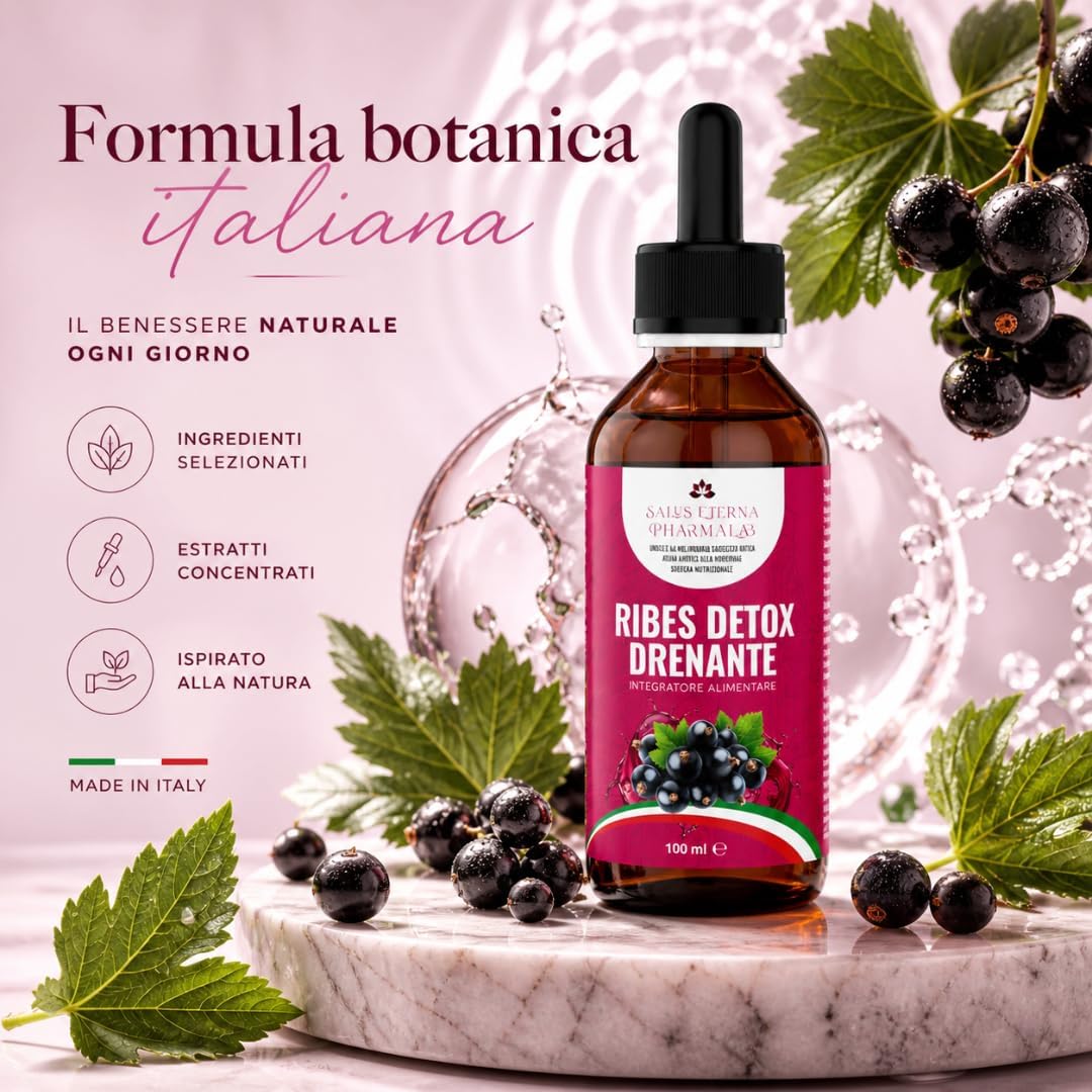 Salus Eterna Blackcurrant Nigrum Detox Draining Forte 100ml - Natural Purification for Liver and Kidneys, Antioxidant and Diuretic for Water Retention, Immune Support, Made in Italy - Image 3