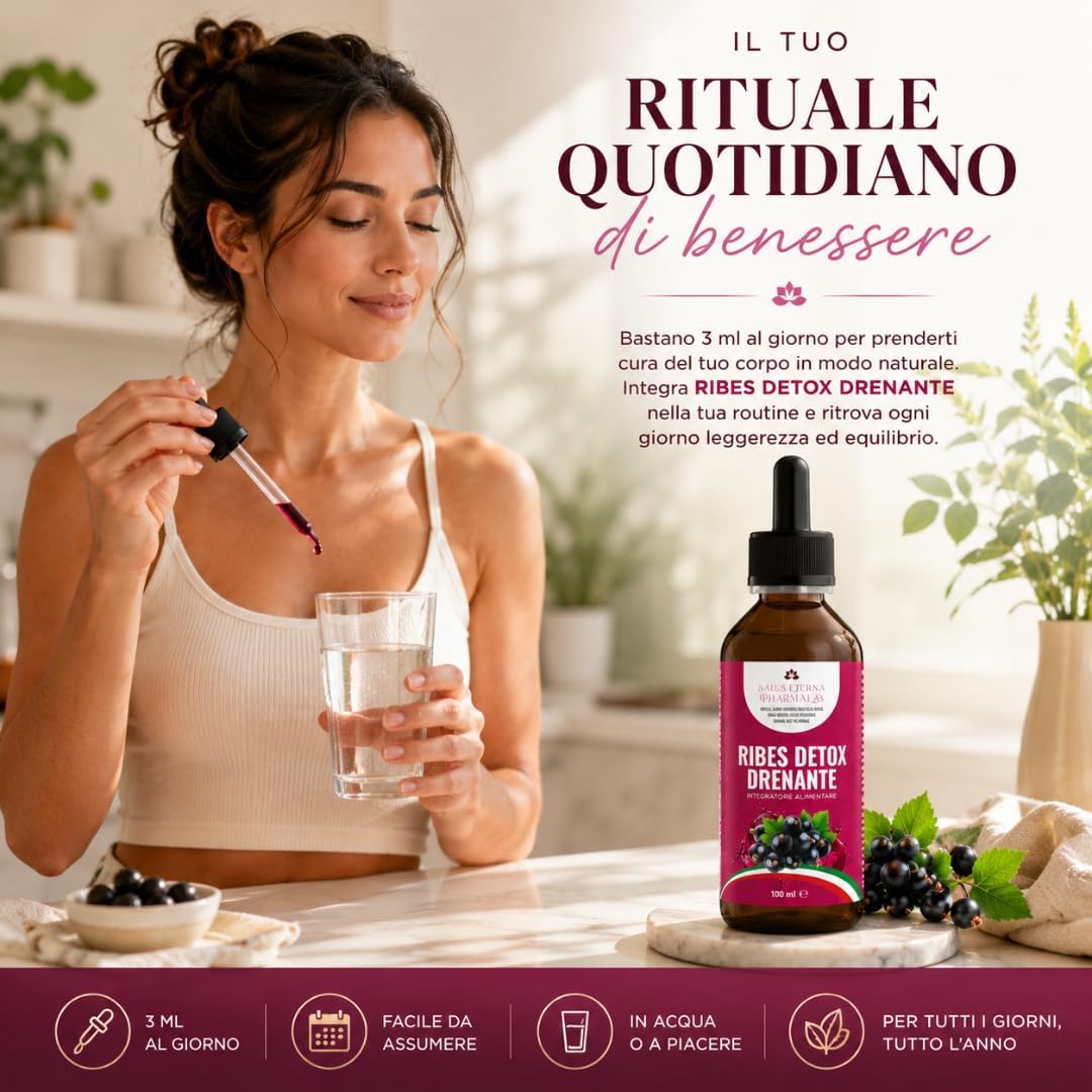 Salus Eterna Blackcurrant Nigrum Detox Draining Forte 100ml - Natural Purification for Liver and Kidneys, Antioxidant and Diuretic for Water Retention, Immune Support, Made in Italy - Image 5
