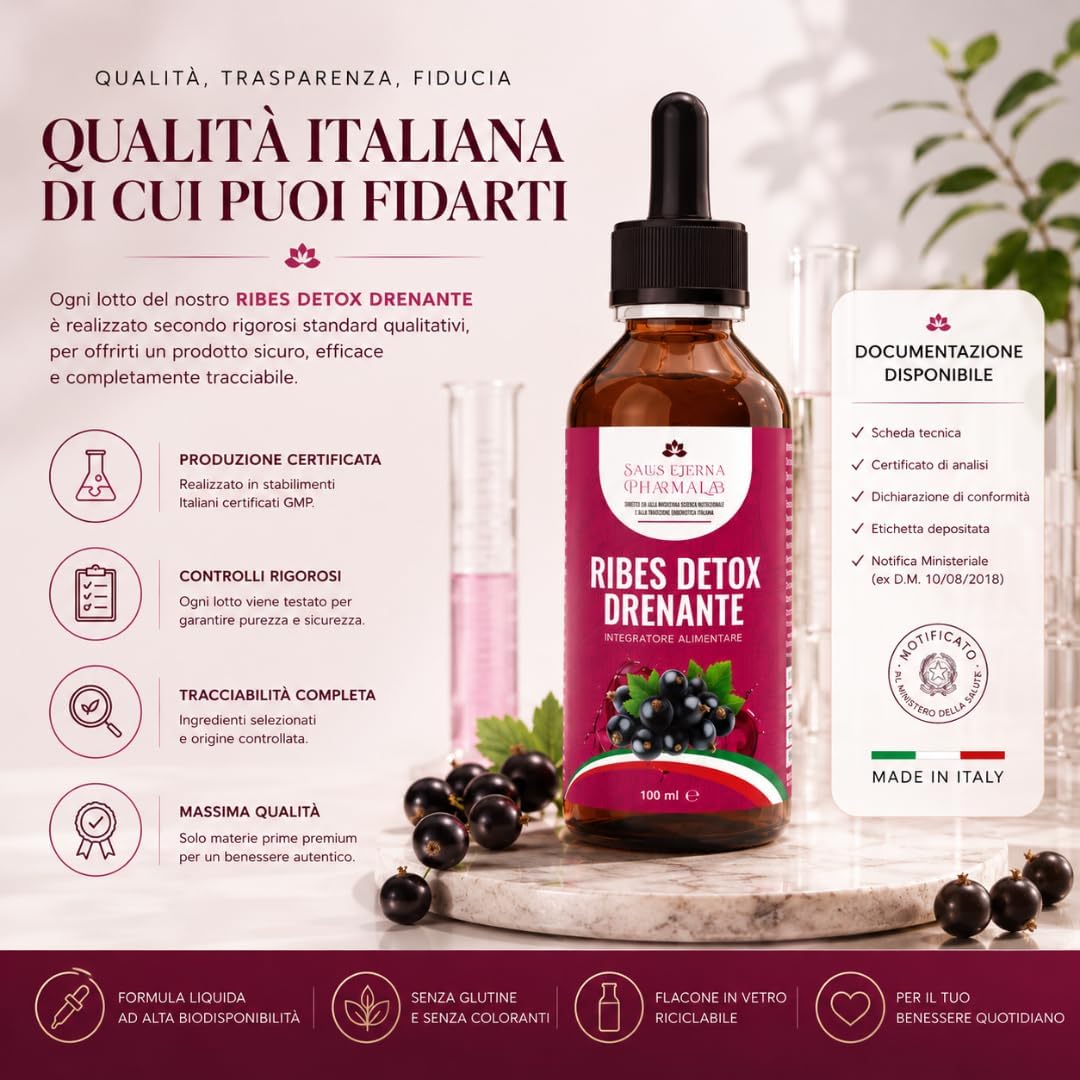Salus Eterna Blackcurrant Nigrum Detox Draining Forte 100ml - Natural Purification for Liver and Kidneys, Antioxidant and Diuretic for Water Retention, Immune Support, Made in Italy - Image 8
