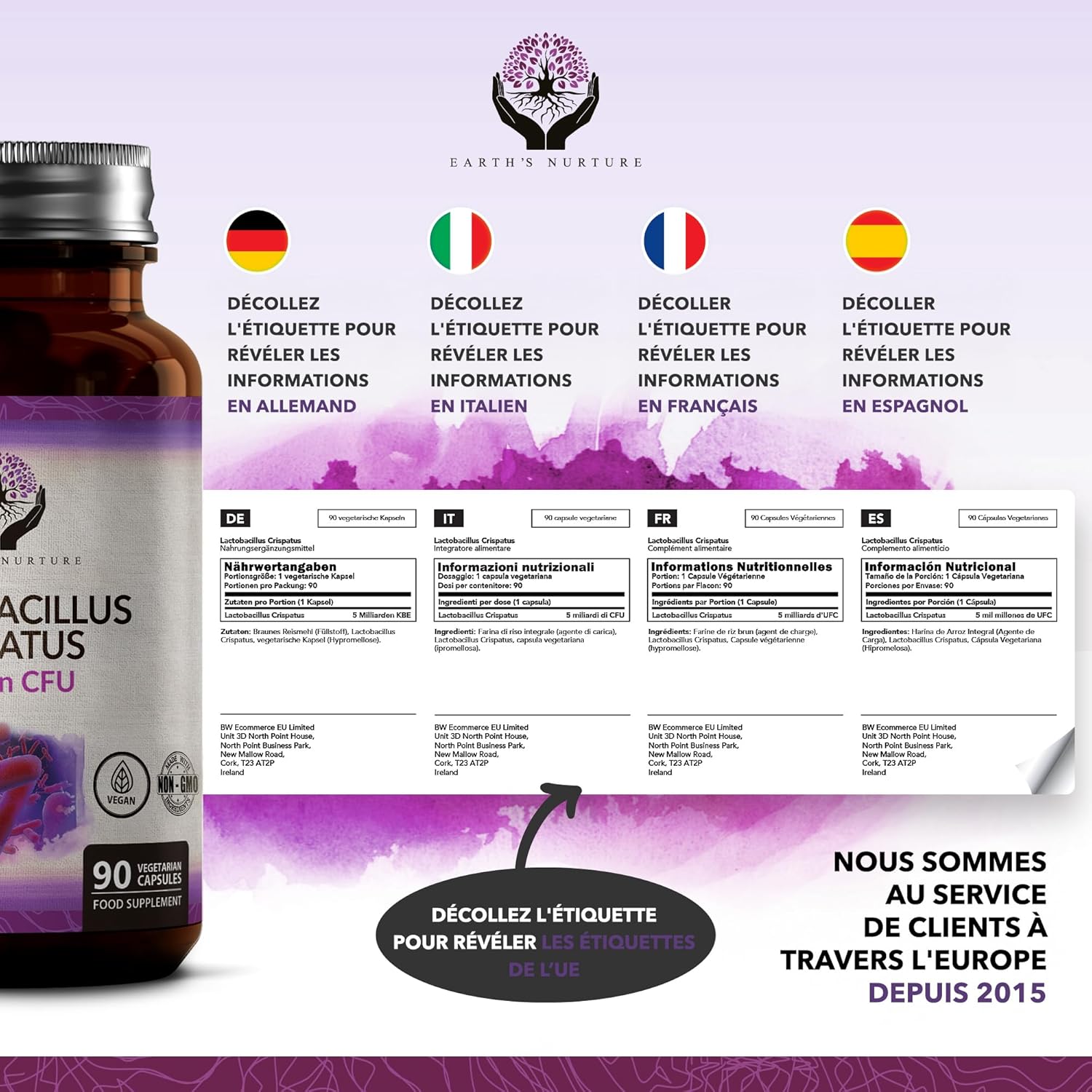 EN Lactobacillus Crispatus | 90 Powerful Probiotics for Women - 5 Billion CFUs per Serving | Non-GMO Gluten Free Allergen Free | Made in the UK - Image 3
