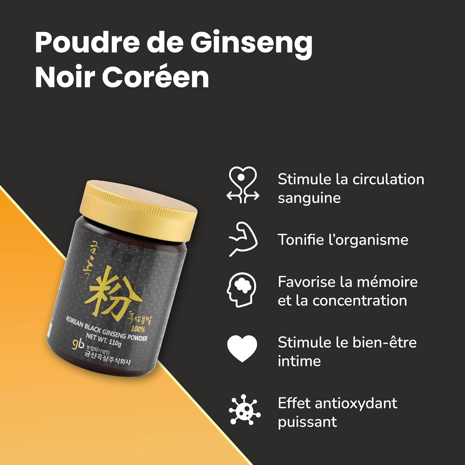 SAMSIDAE - Korean Black Ginseng Powder, Ginsenosides Rg1, Rb1, Rg3 = 4 mg/g, Memory and EnergyRoots 4 to 6 years, Superior Quality, 1 month cure, 110 g - Image 3