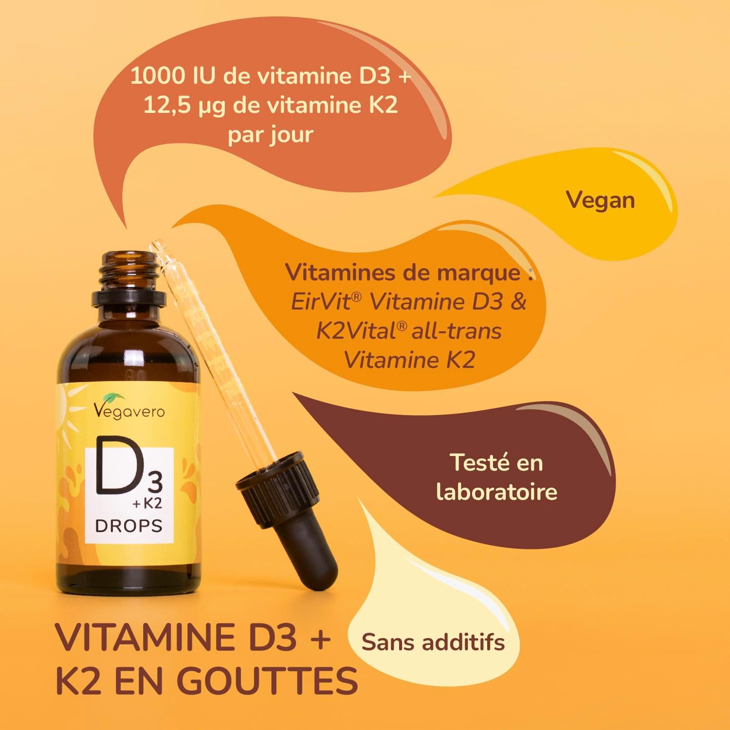 Vegavero Vitamin D3 K2 Drops | For 365 Days | Vegan | 1000 IU Vit D3 + Vit K2-MK7 | High Bioavailability and Dosage | Immunity + Teeth and Bone Health - Image 4