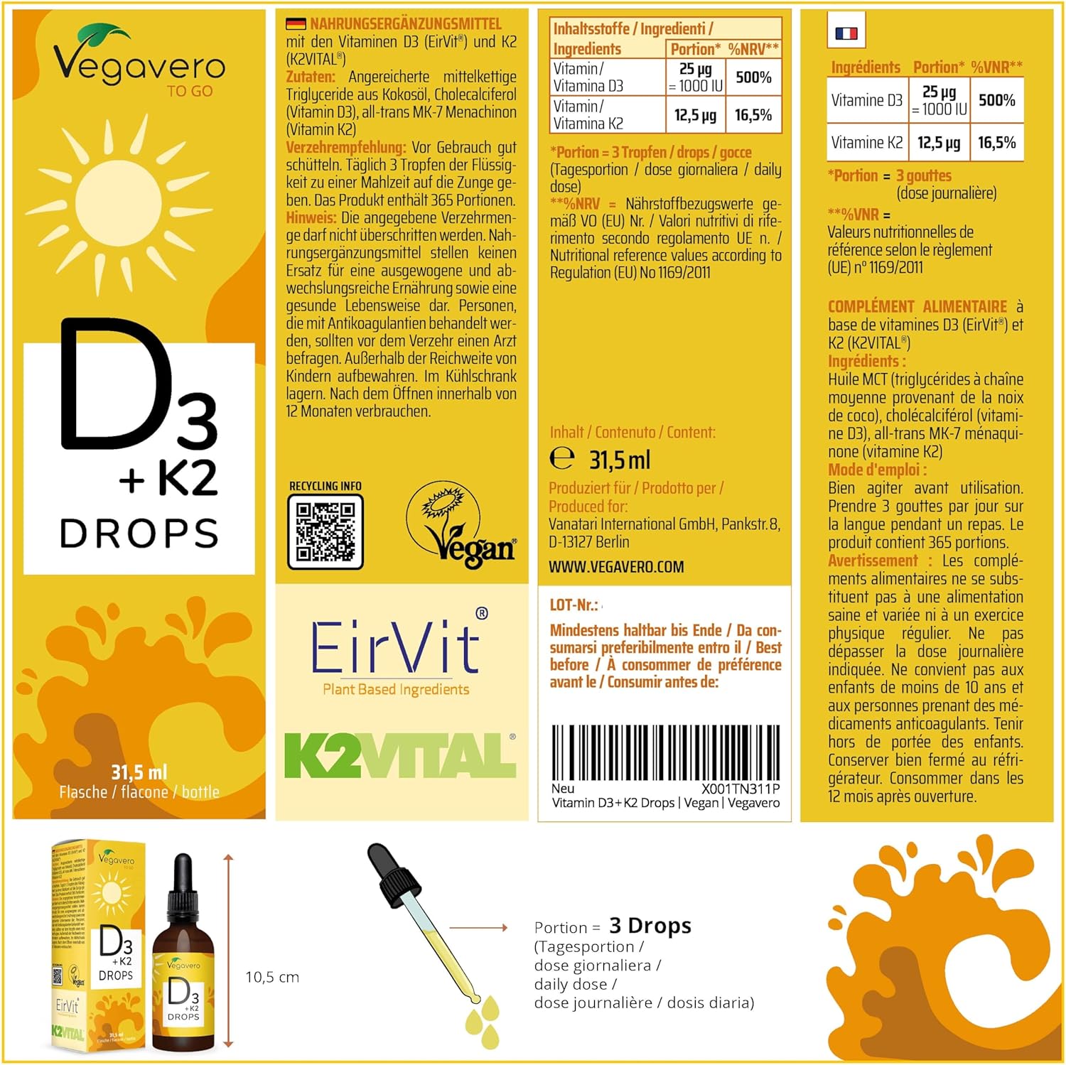 Vegavero Vitamin D3 K2 Drops | For 365 Days | Vegan | 1000 IU Vit D3 + Vit K2-MK7 | High Bioavailability and Dosage | Immunity + Teeth and Bone Health - Image 8