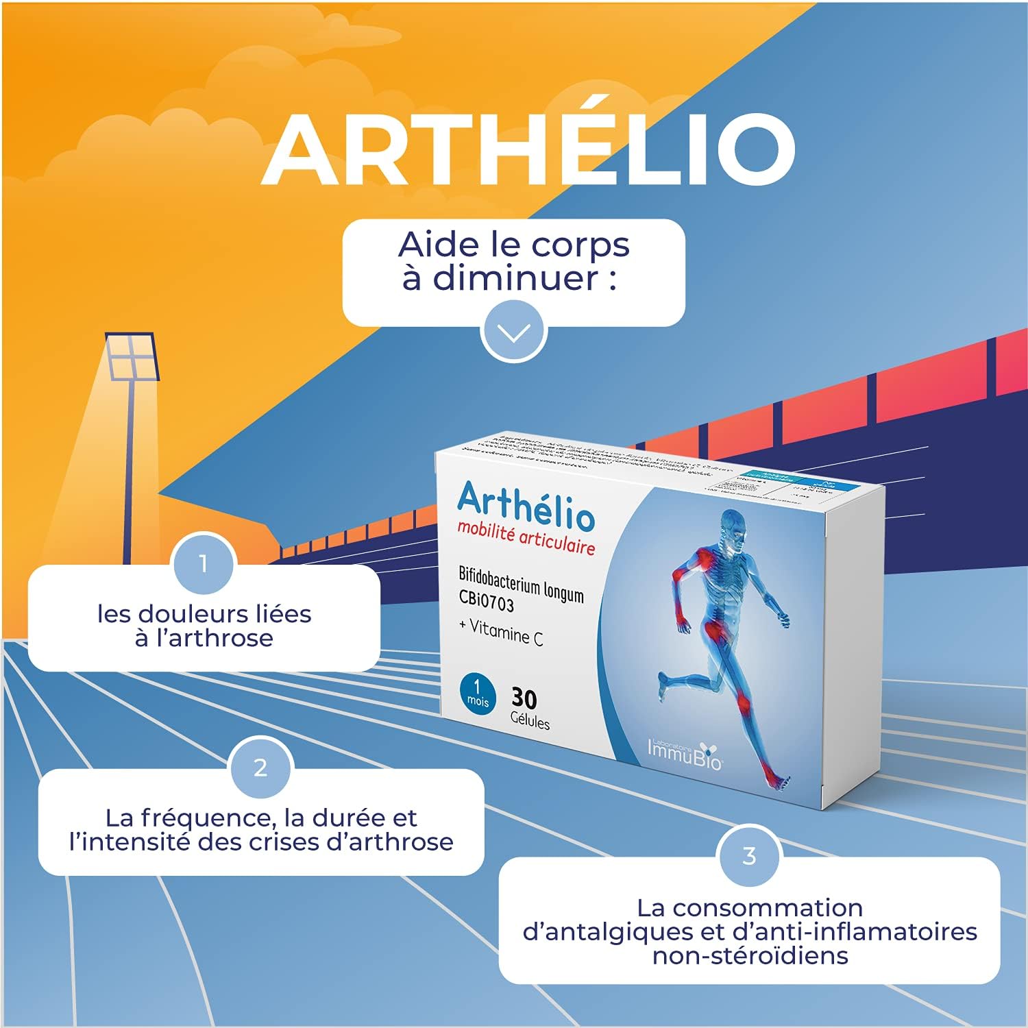 Arthélio - Osteoarthritis & Joint Supplement - Multivitamins - Vitamin C Collagen, Zinc & Bifidobacterium longum - Supports Mobility & Relieves Pain - 30 Capsules - Made - Image 4