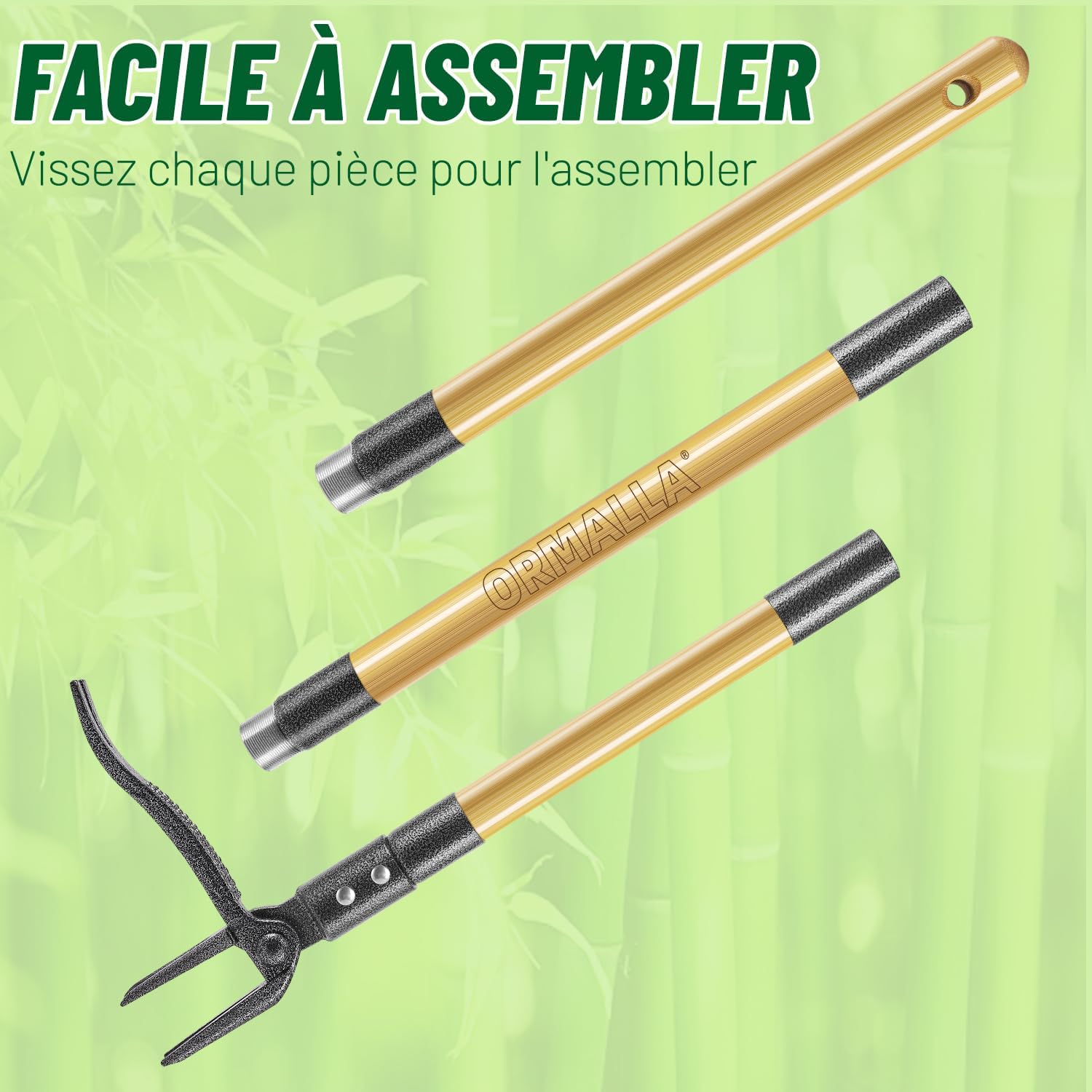 Manual Weeder, 1.1 m Length, Dandelion Puller, Natural Bamboo Handle and 4 Metal Claws, Standing Garden Weeder with Gardening Gloves, Pet Friendly (Upgrade) - Image 8