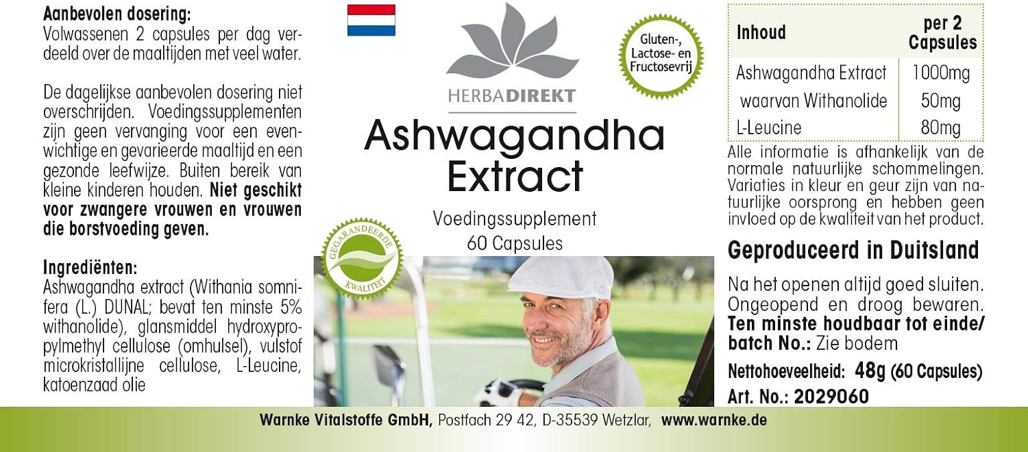 Ashwangandha - 1000mg per daily dose - at least 5% Withanolide - Indian Ginseng (Withania Somnifera) - 60 capsules | herba direkt - Quality from German Pharmacies - Image 7