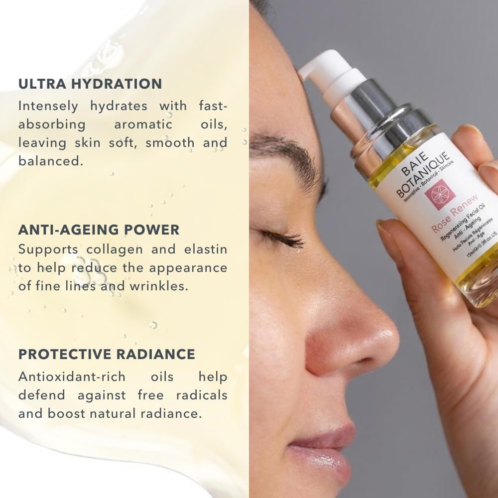 Baie Botanique Professional Anti-Ageing Facial Oil 30 ml - Absolute Rose, Rosehip, Camellia, Borage, Raspberry, Evening Primrose, Abyssinian & Amla Oil - 100% Natural, Organic 90% - Image 4
