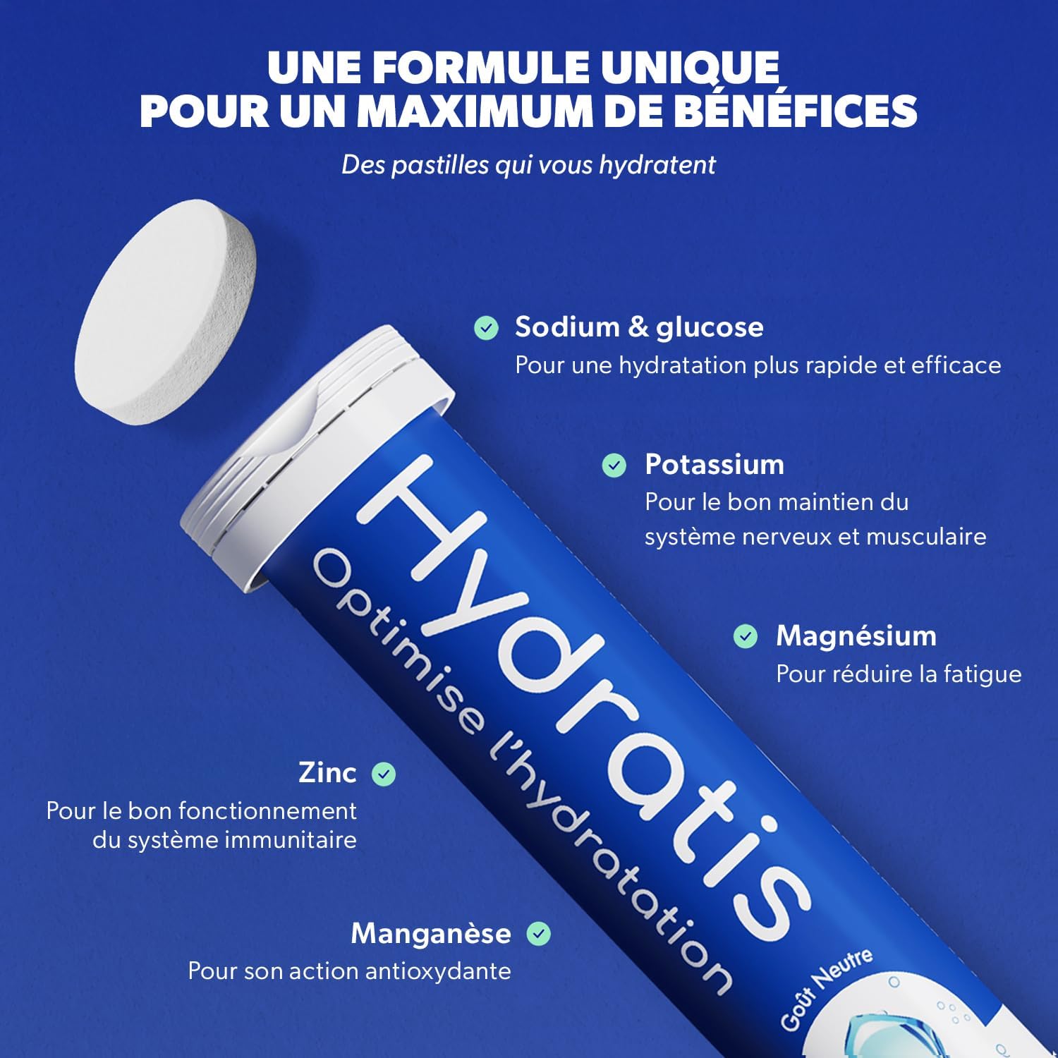 HYDRATIS - Pastilles Effervescentes Pêche - Optimise l'Hydratation - Riche en Minéraux - Faible en Sucre - Goûts Légers - Sport, Crampes, Récupération - 20 Pastilles - Image 4