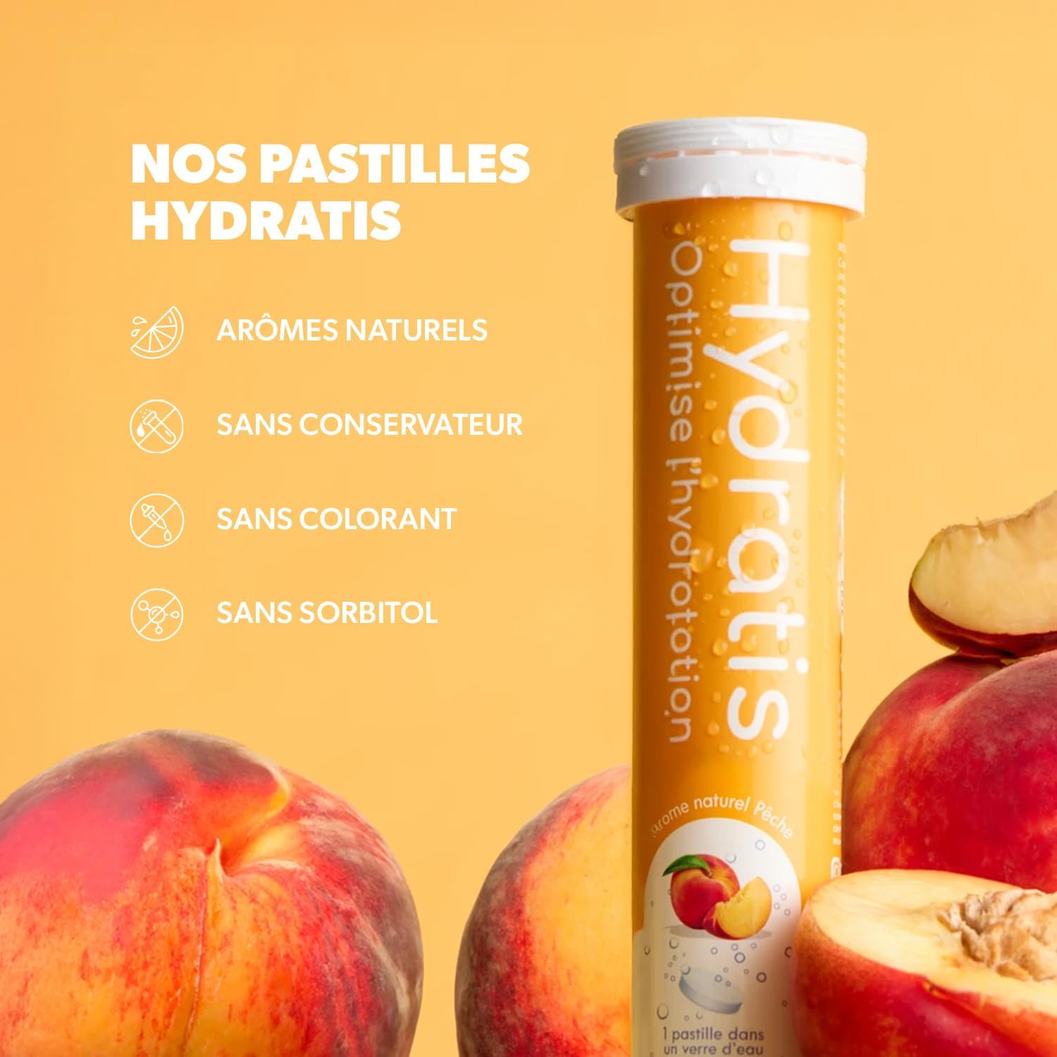 HYDRATIS - Pastilles Effervescentes Pêche - Optimise l'Hydratation - Riche en Minéraux - Faible en Sucre - Goûts Légers - Sport, Crampes, Récupération - 20 Pastilles - Image 7