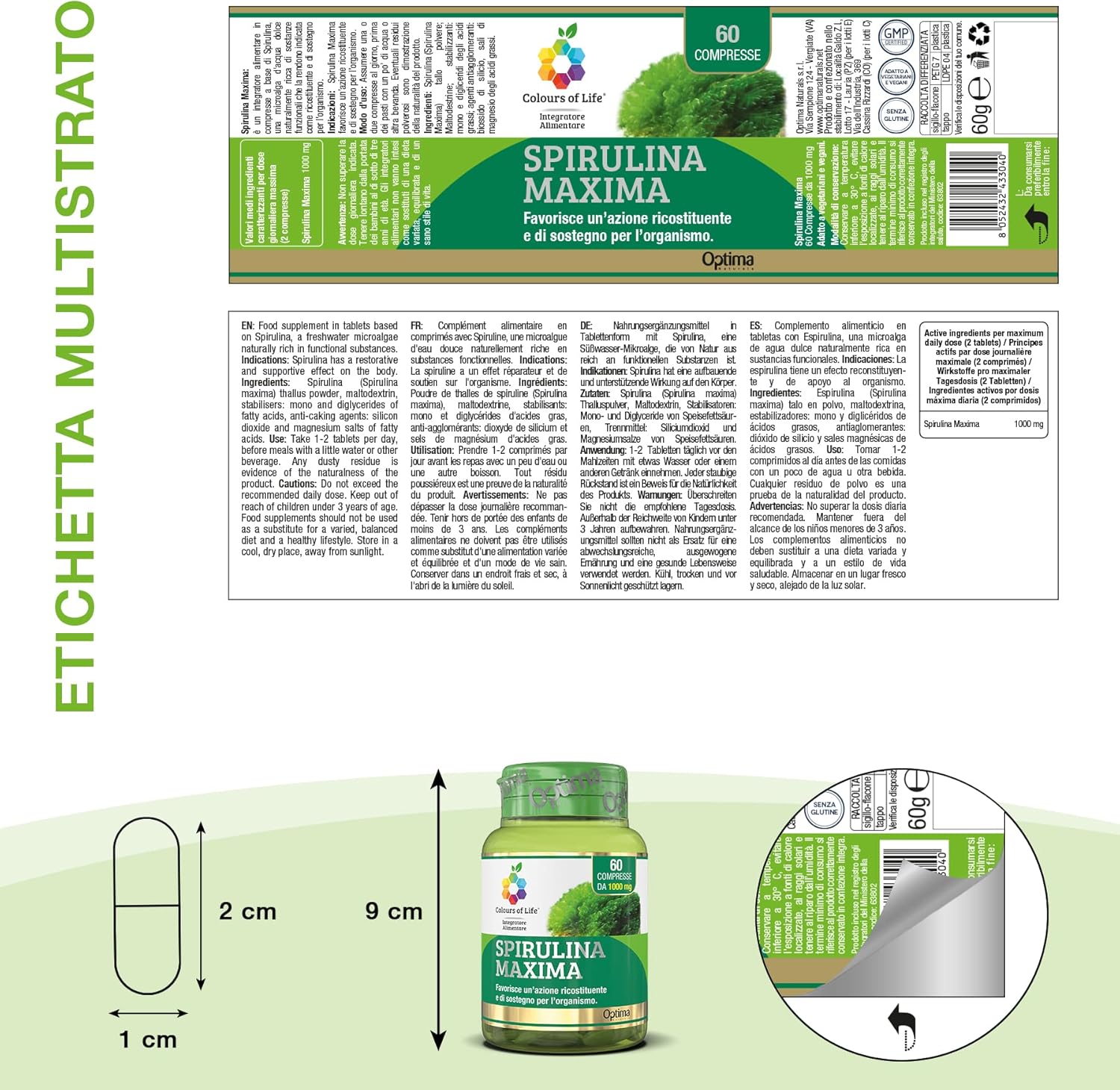 Spirulina Maxima - Spirulina Supplement - Repairing and Supporting Action for the Body - Vegan and Gluten Free, 60 Tablets, Spirulina Thallus Powder (Spirulina Maxima) - Image 4