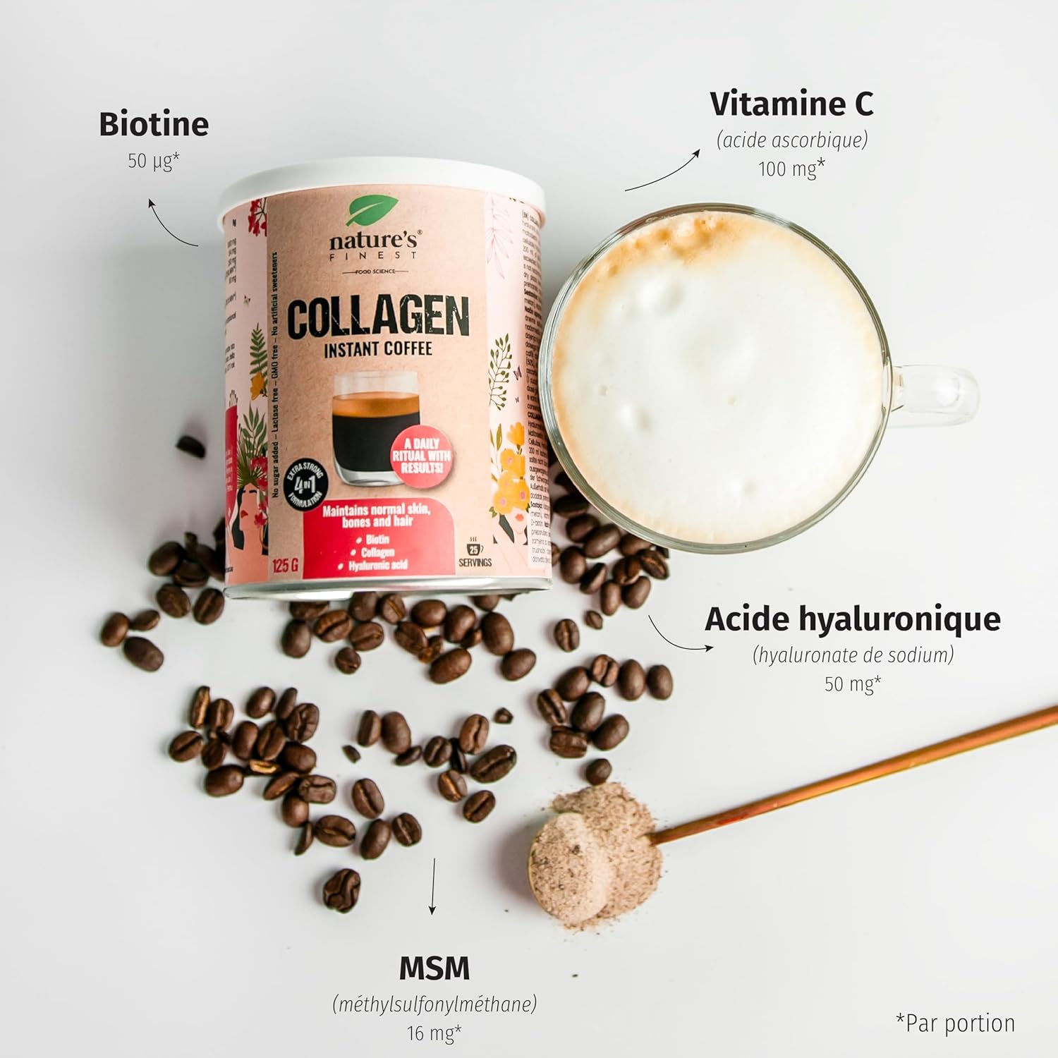 Nature's Finest Collagen Coffee with Hyaluronic Acid, Vitamin C and Biotin - Premium Arabica Coffee No Added Sugar, Delicate & Aromatic - Image 5