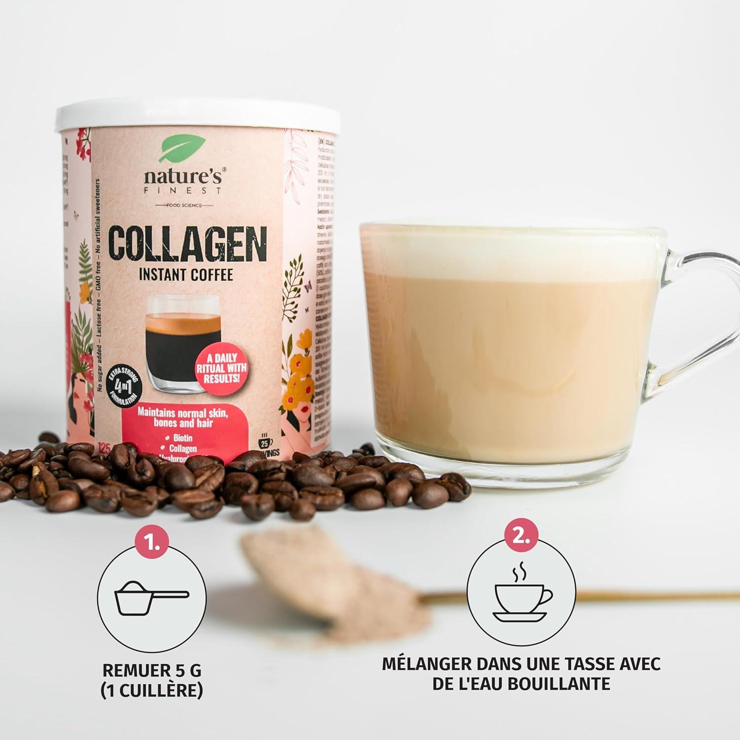 Nature's Finest Collagen Coffee with Hyaluronic Acid, Vitamin C and Biotin - Premium Arabica Coffee No Added Sugar, Delicate & Aromatic - Image 6
