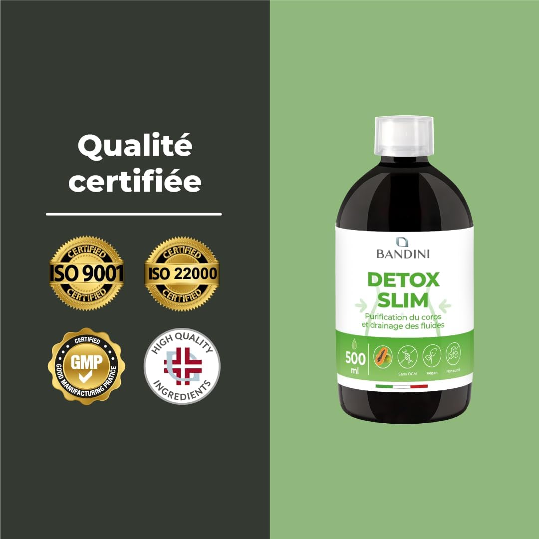 Bandini Detox Slim 500 ml - Liquid Draining, Digestive, Antioxidant Detox for Liver and Gut - Natural Toxin Elimination - Green Tea, Dandelion, Blueberry, Piloselle, and Papaya - 100% Vegan - Image 7